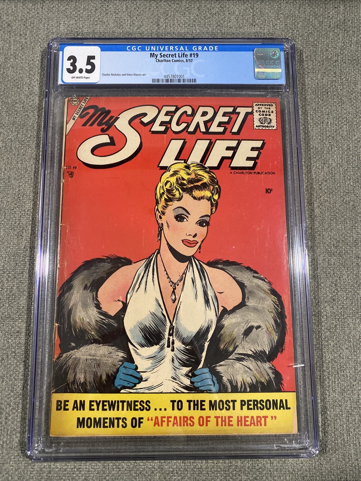 VINTAGE FEB 1957 #19 MY SECRET LIFE CHARLTON COMICS GROUP  CGC 3.5