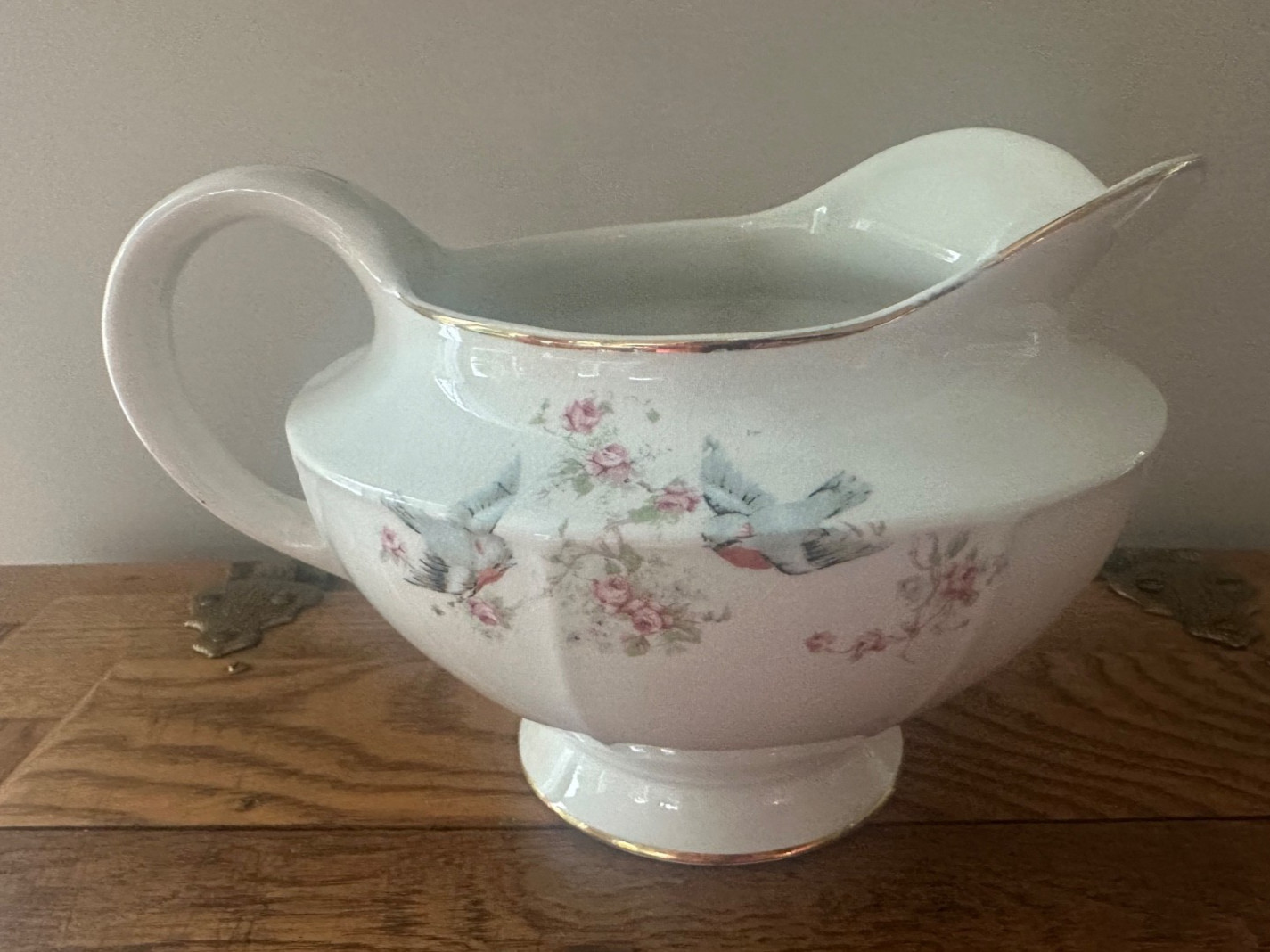 Antique Vintage Bluebird Blue Bird Pitcher, Edwin Bennett Pottery Company