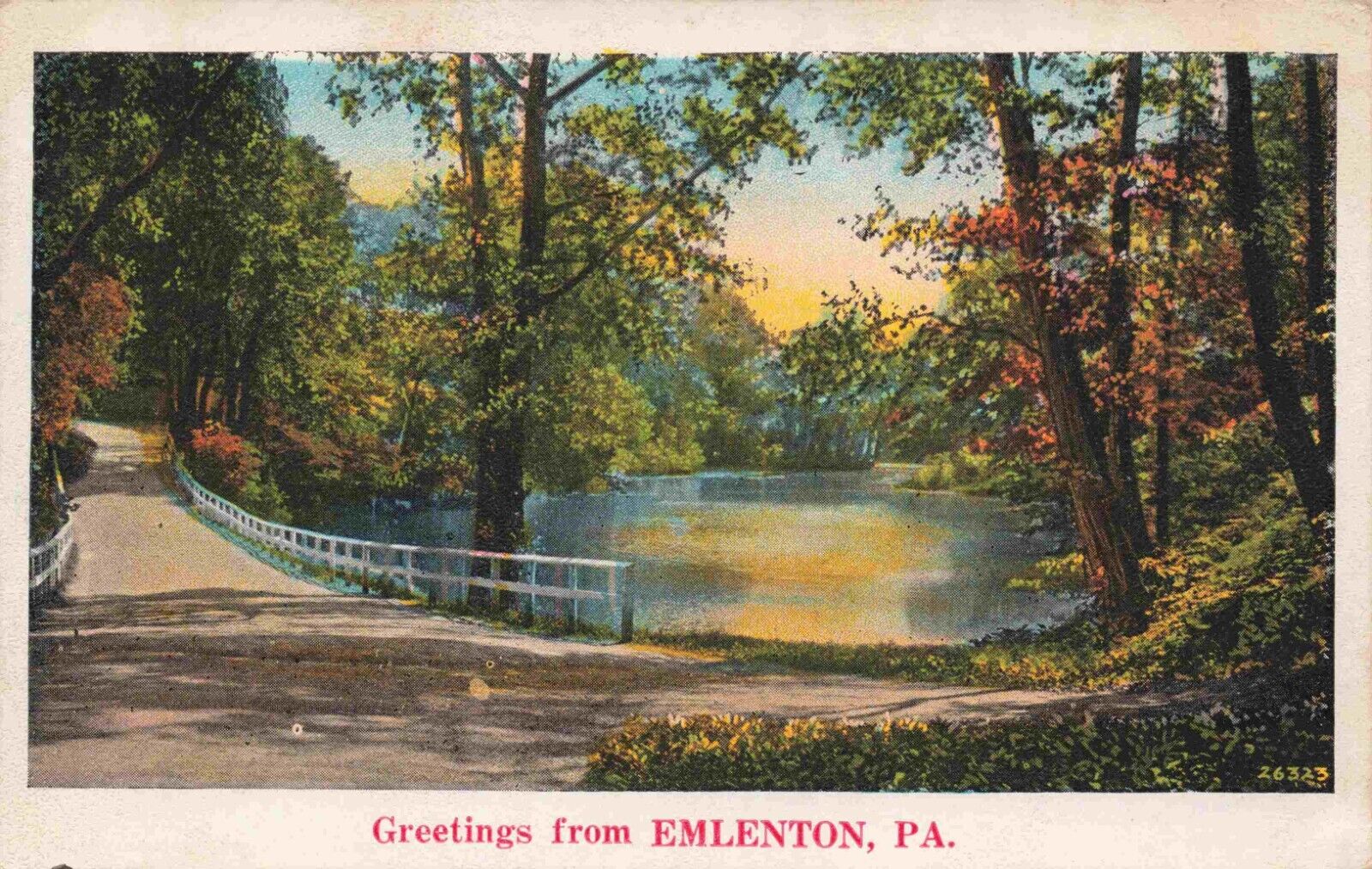 Emlenton Pennsylvania Greetings Vintage White Border Postcard PA Clarion County