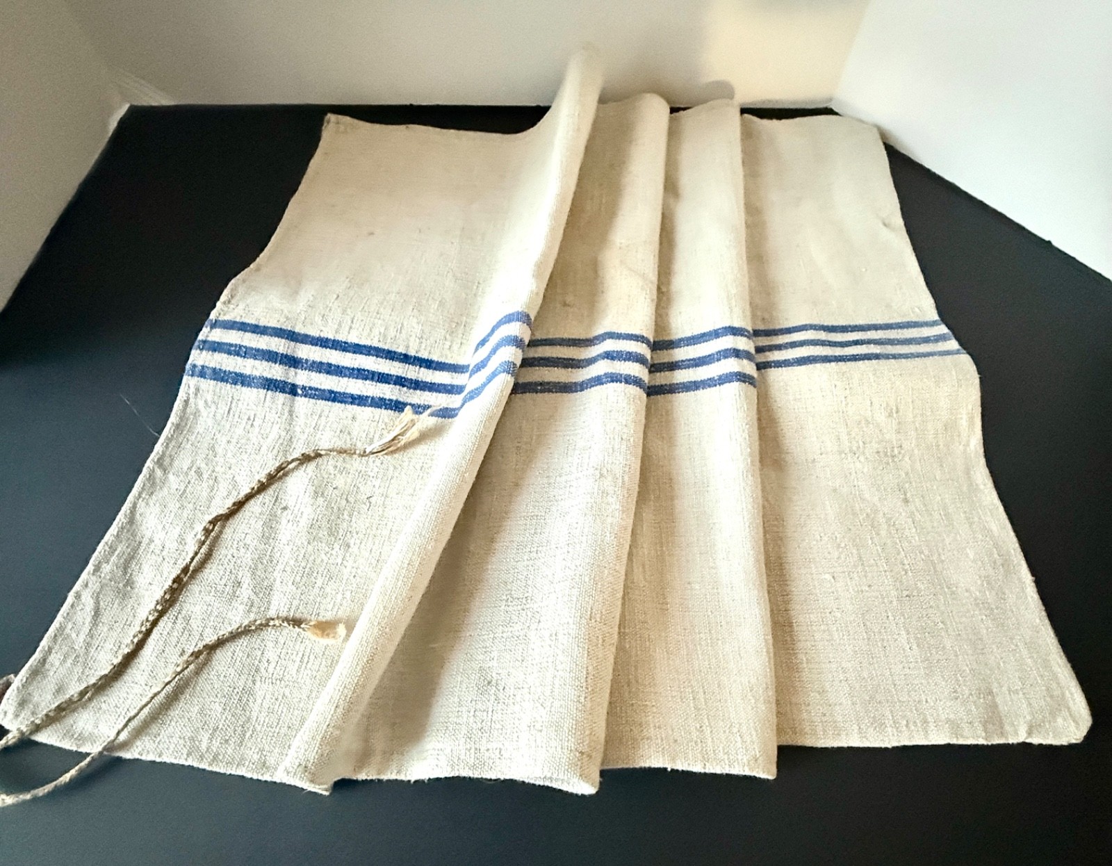 BLUE stripe GRAINSACK fabric linen homespun European Feed Bag BLUE stripe GRAINSACK fabric linen homespun European Feed Bag