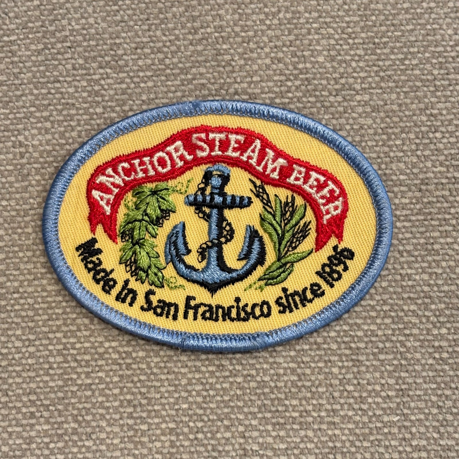 Vtg Anchor Steam Beer Classic Embroidered Patch 3.5\