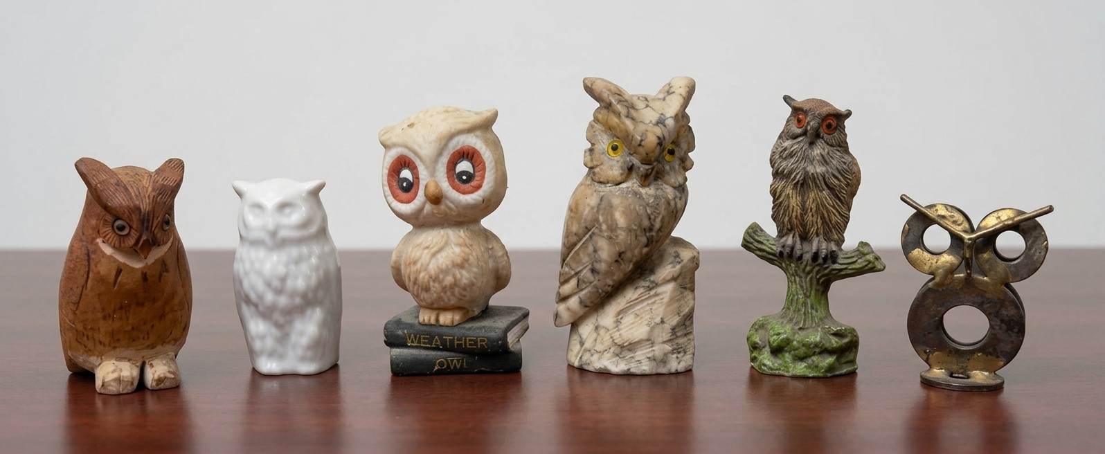 Vintage Owl Figurines / Paperweights (lot of 6) - 1970s