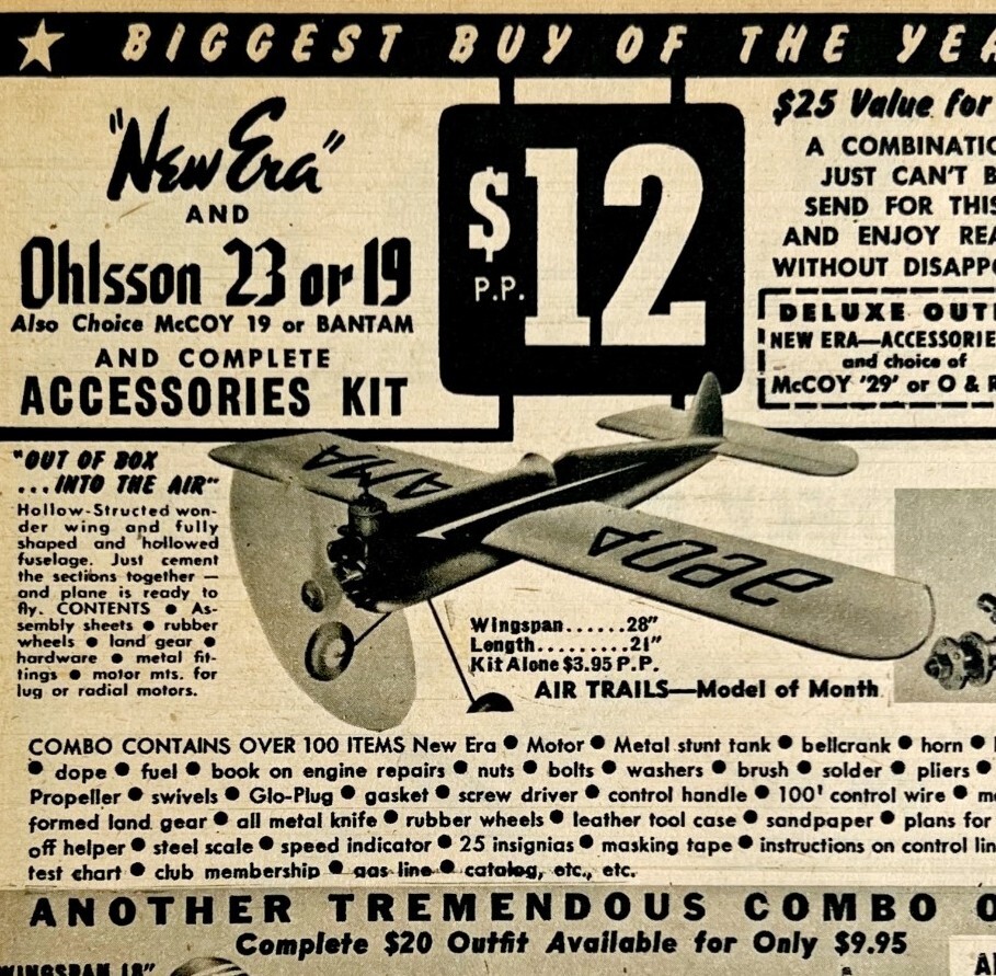 1949 Aviation Ohlsson 23 or 19 Model Airplane Advertisement McCoy Mercury 