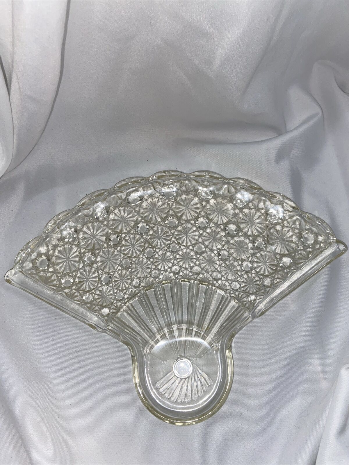 Vintage Glass Fan Shaped Relish Serving Dish Tray