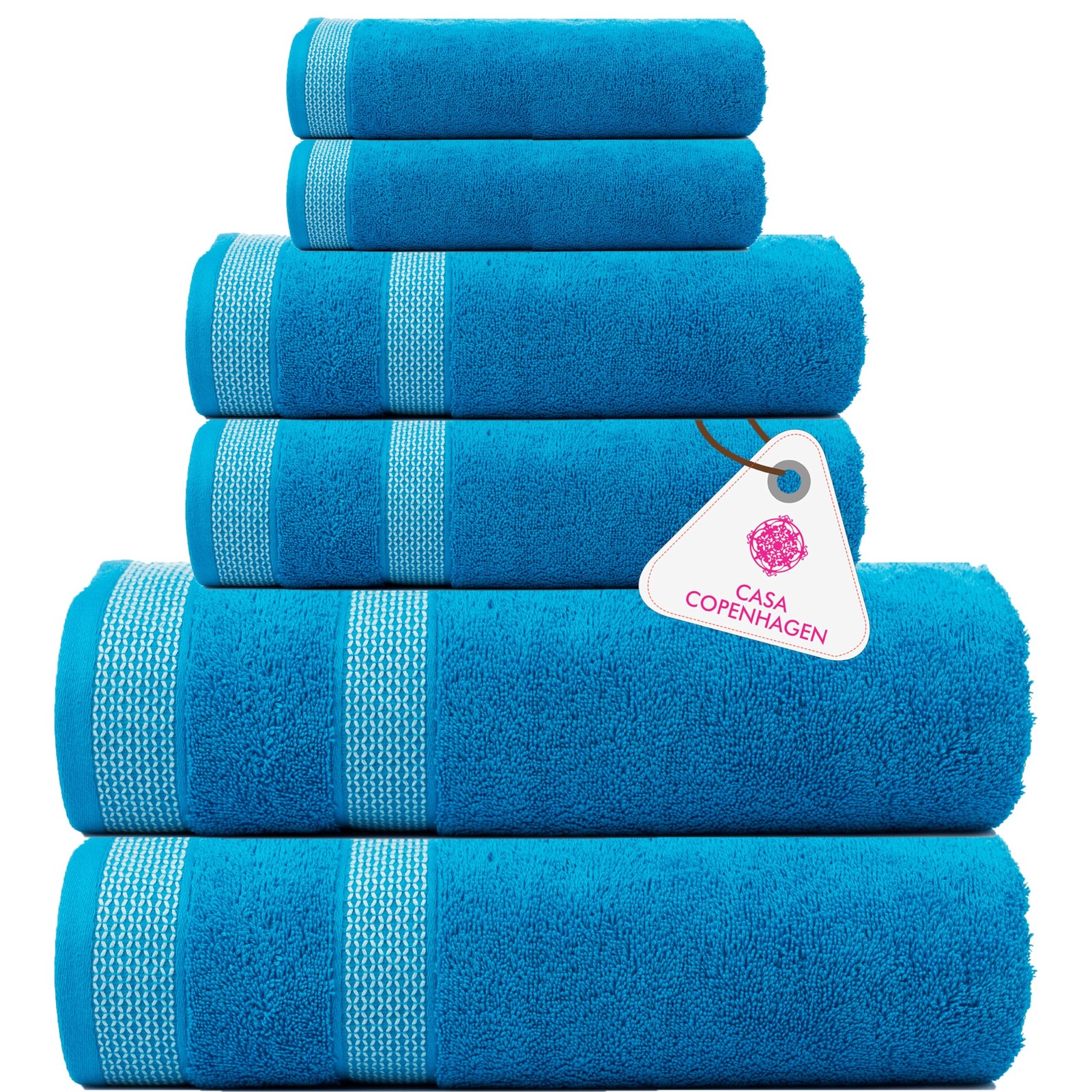 CASA COPENHAGEN Solitaire 6Pcs Egyptian Cotton Towel Set Cyan 600GSM 2Bath CASA COPENHAGEN Solitaire 6Pcs Egyptian Cotton Towel Set Cyan 600GSM 2Bath