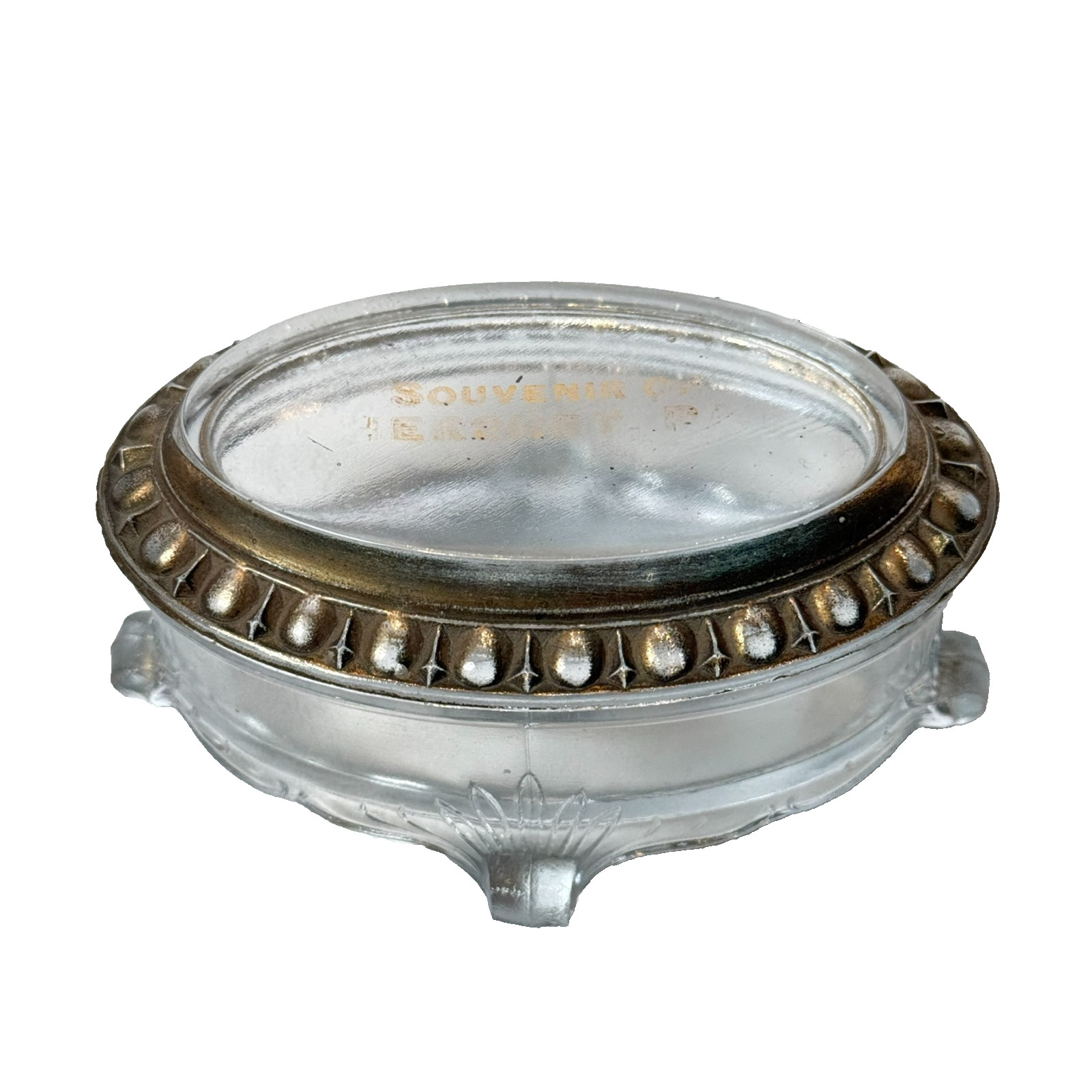 HERSHEY PA Pennsylvania Antique DEPRESSION Glass Souvenir TRINKET BOX HERSHEY PA Pennsylvania Antique DEPRESSION Glass Souvenir TRINKET BOX