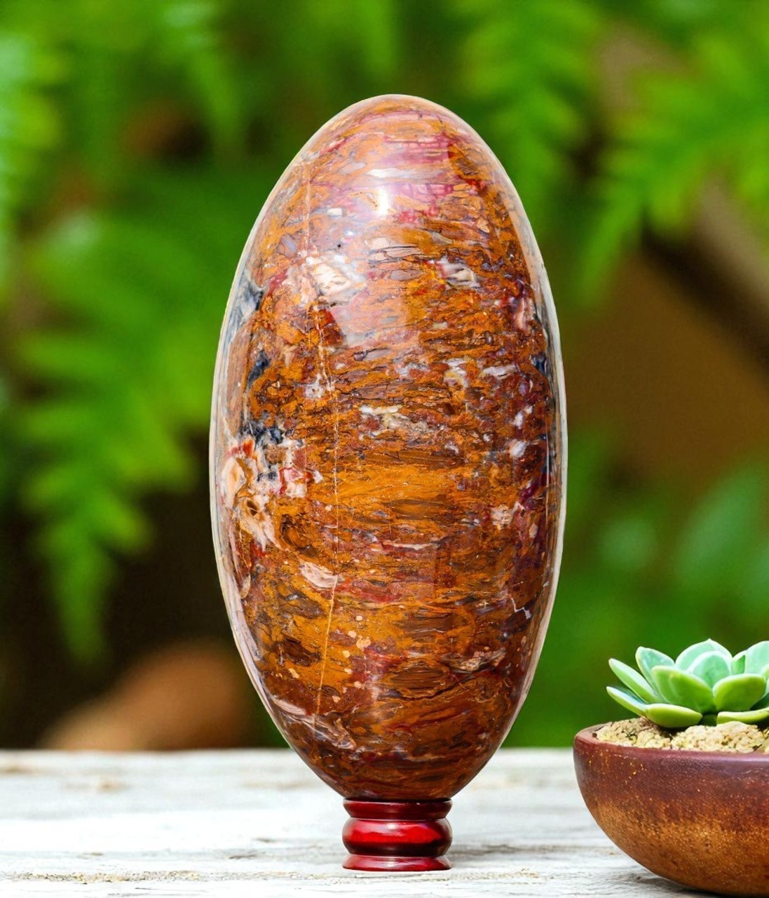 HUGE 350mm Sarape Jasper Crystal Lingam Metaphysical Aura Stone For Home Decor