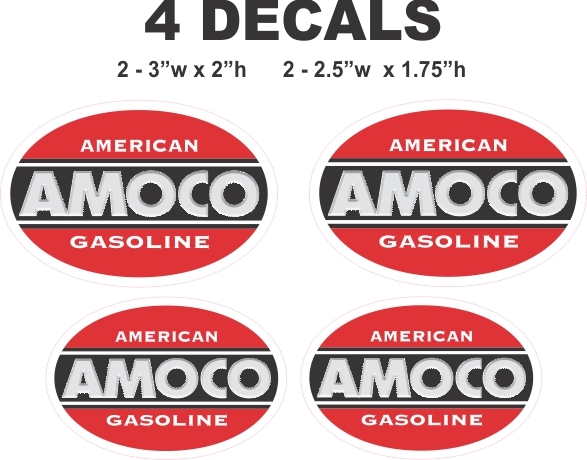 4 Oval American Amoco Gasoline Vinyl Decals