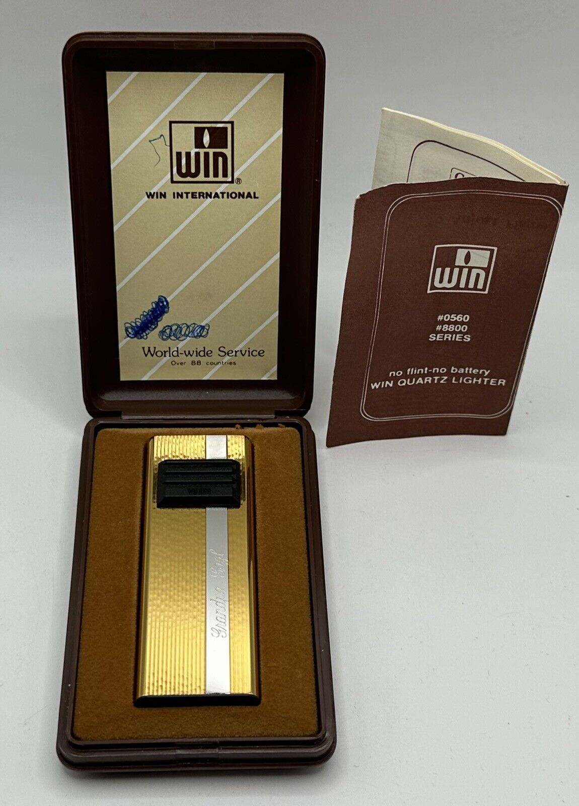 Vintage Win Lighter 5600 W/ Box Monogrammed Japan