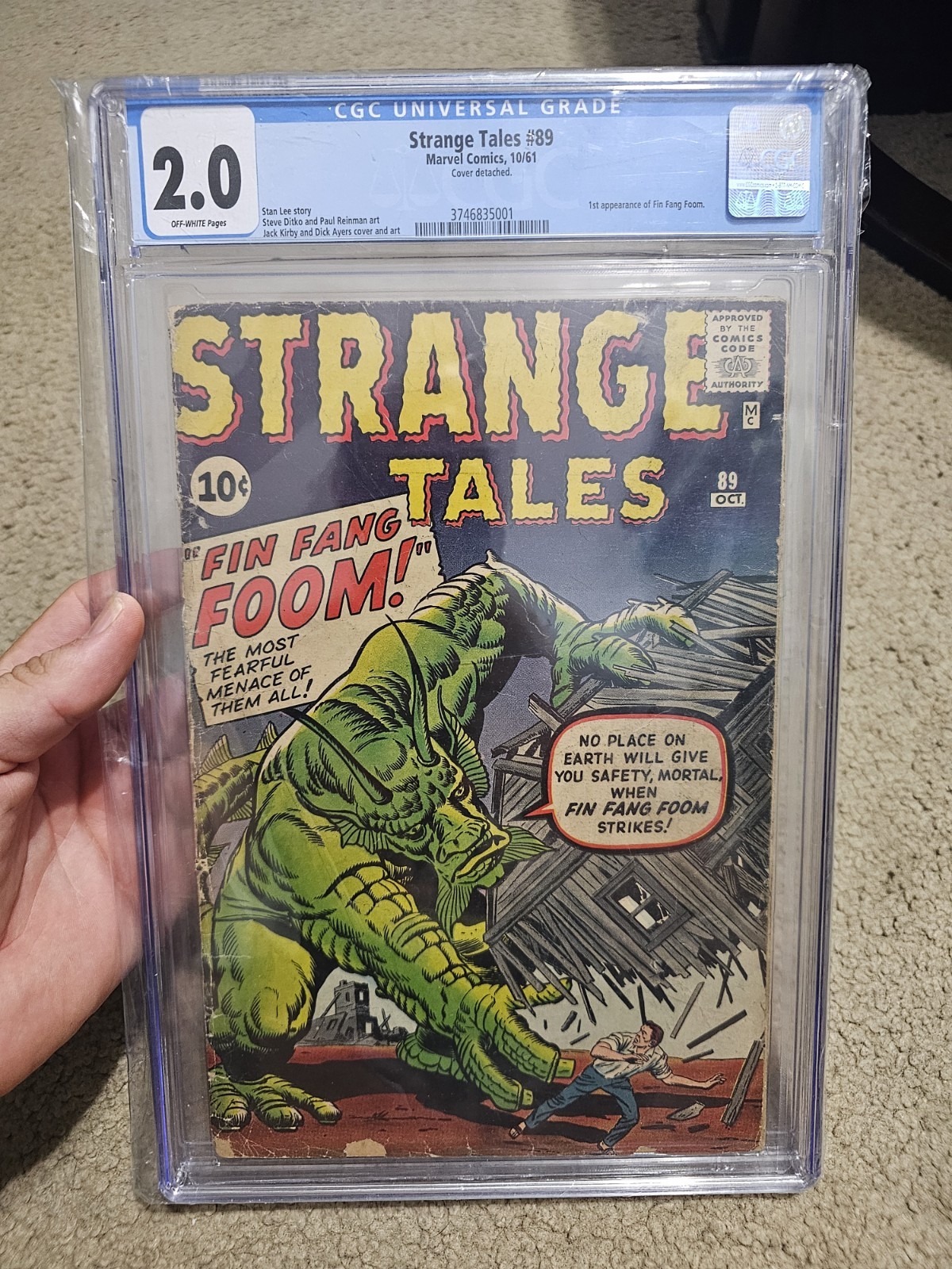 STRANGE TALES #89 Fin Fang Foom 1st Appearance CGC 2.0 Marvel Comic 1961 CH7