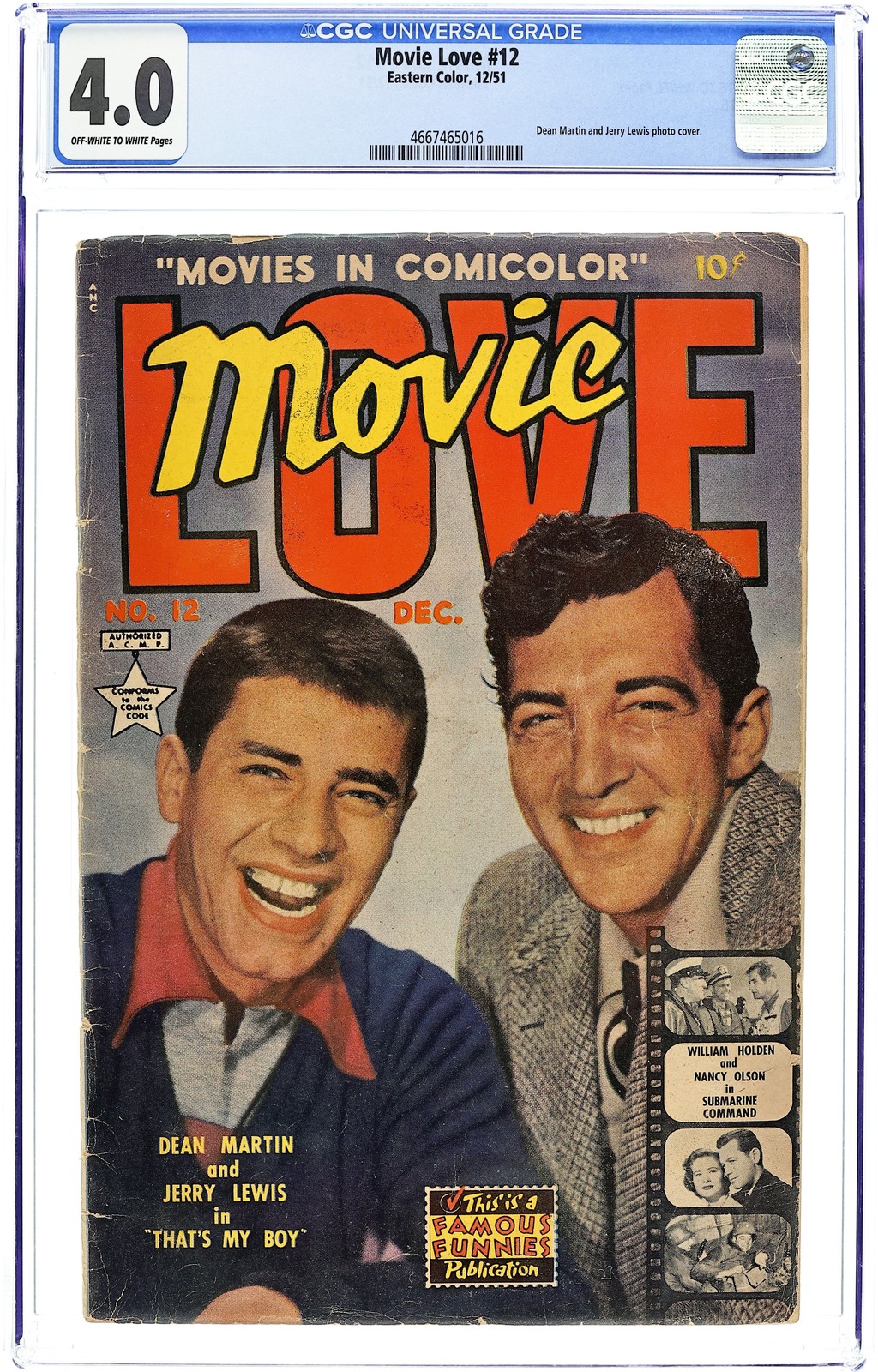 Movie Love #12 CGC 4.0 1951 4667465016