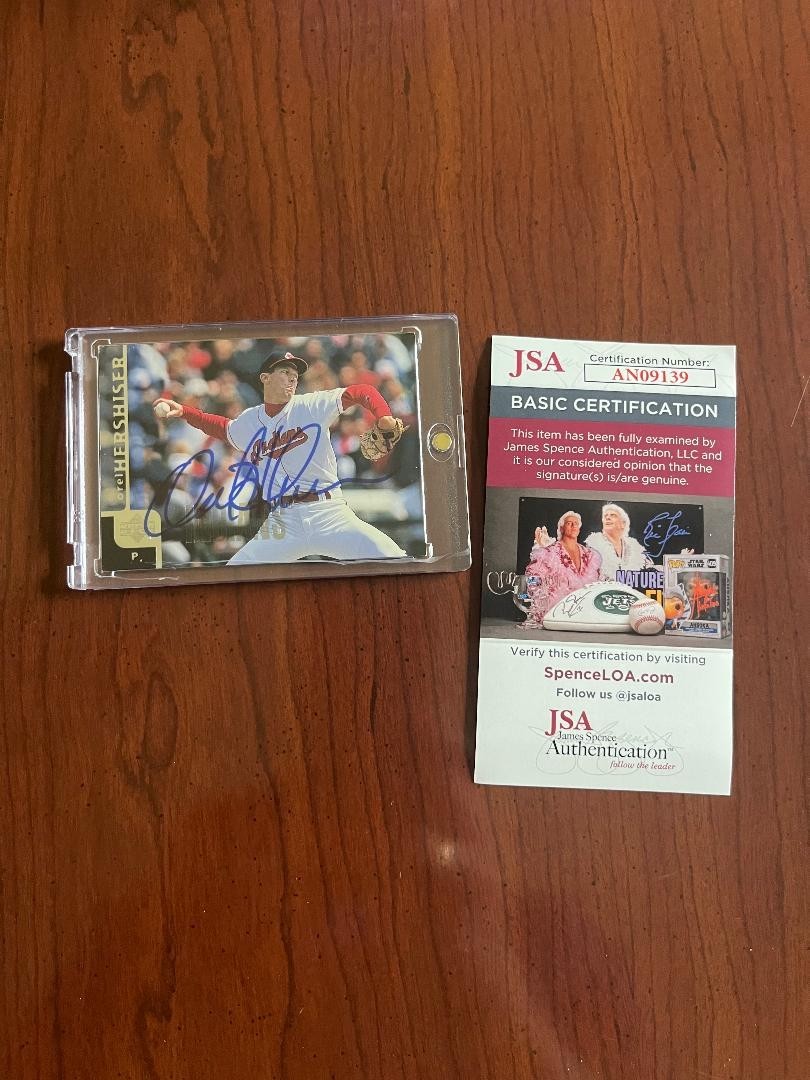 Orel Hershiser signed trading card, hard case not incl., JSA