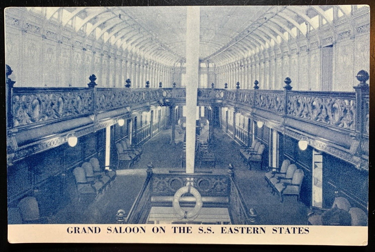 Postcard Grand Saloon SS EASTERN STATES Overnight Passenger Steamer