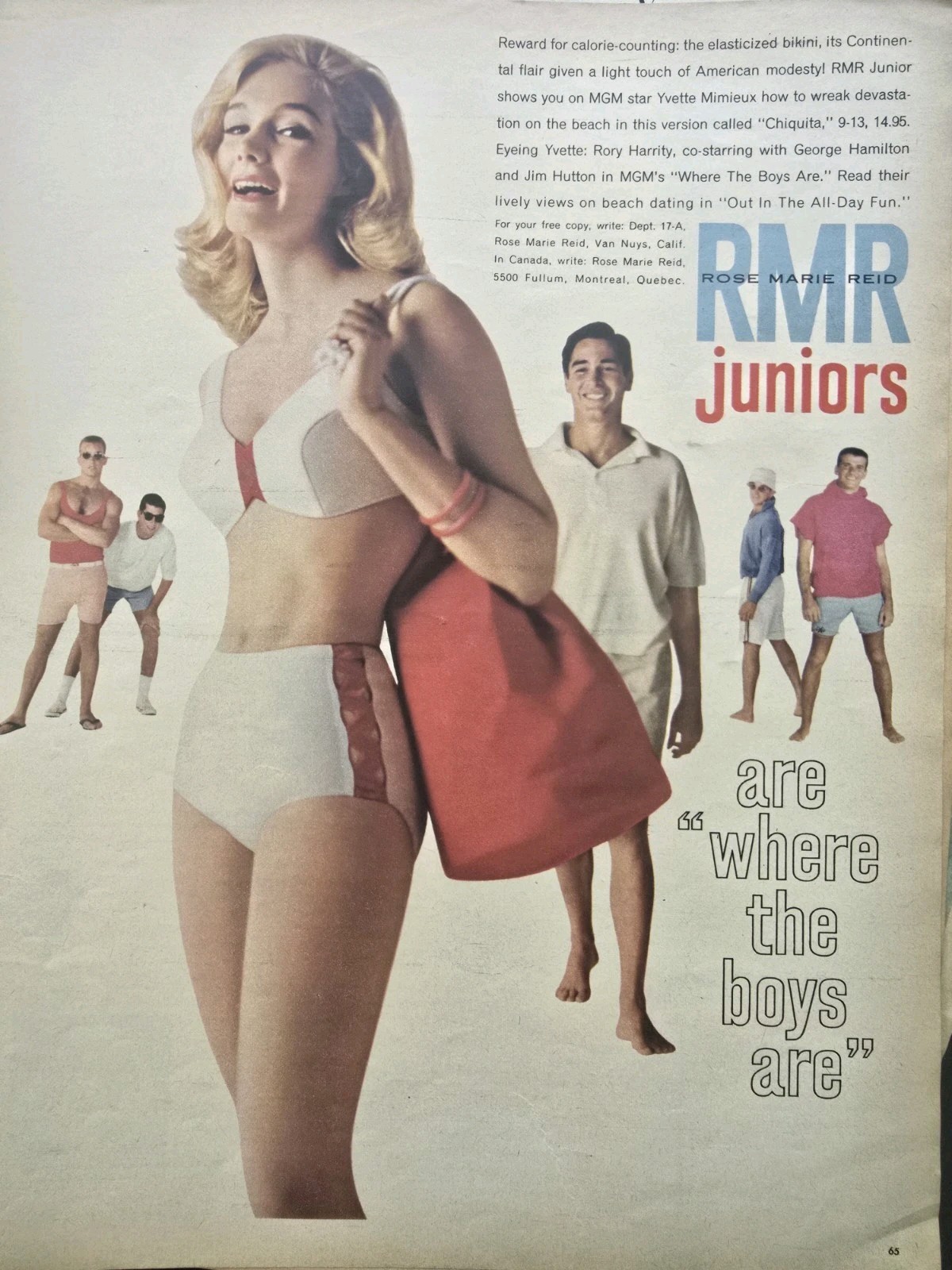 1961 Women\'s Rose Marie Reid RMR Juniors Swimsuit Vintage fashion Ad