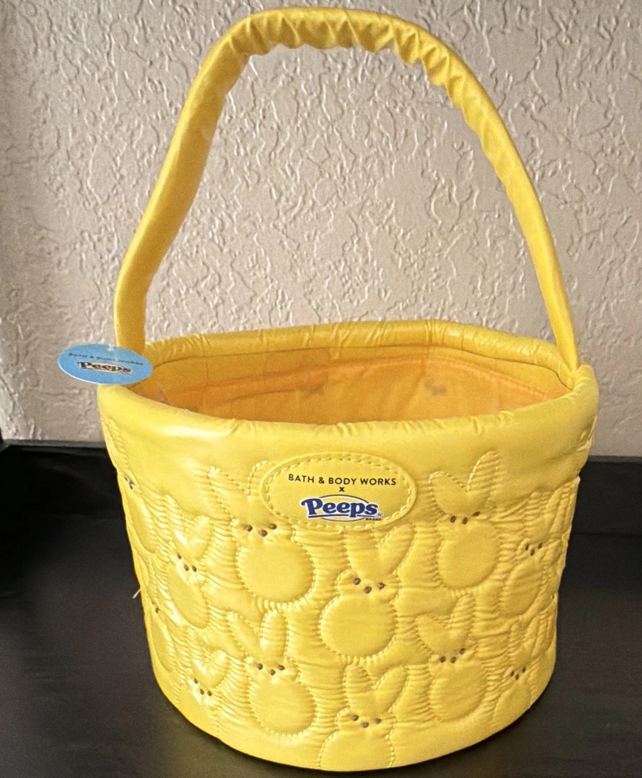 Peeps Easter Bunny Basket / Yellow Quilted / B&BW /  Brand New with tags in bag 