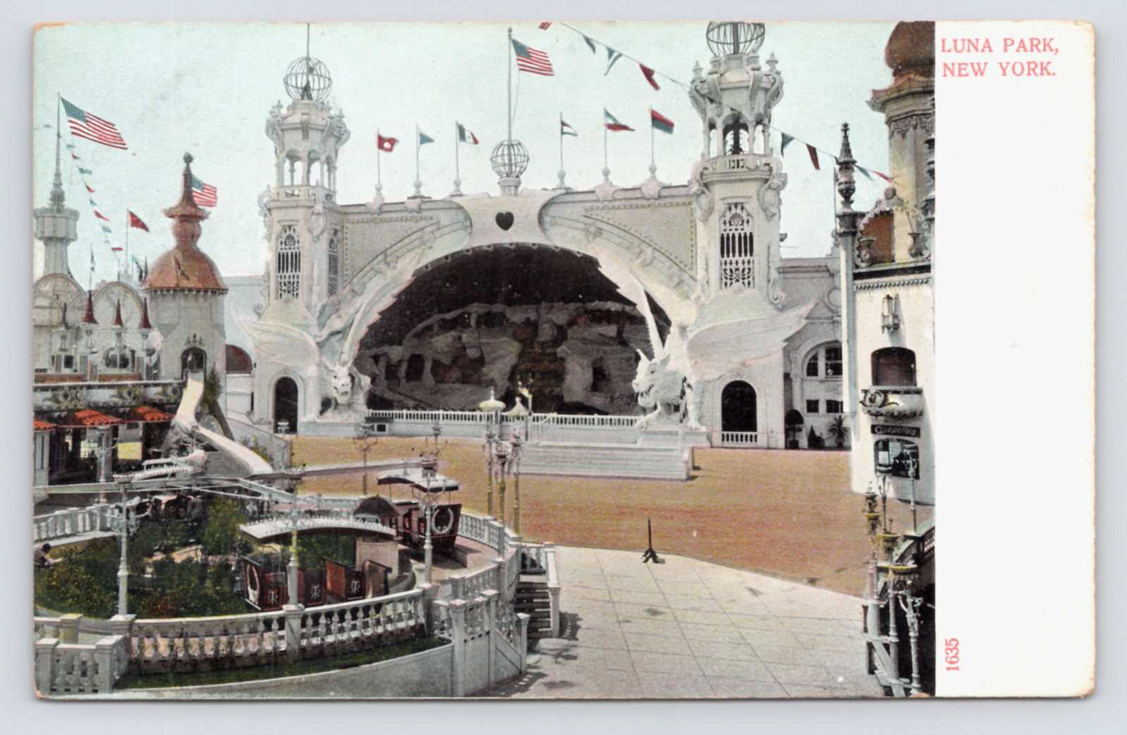 c1906 Luna Park Postcard Dragon\'s Gorge Coney Island NY Amusement Park