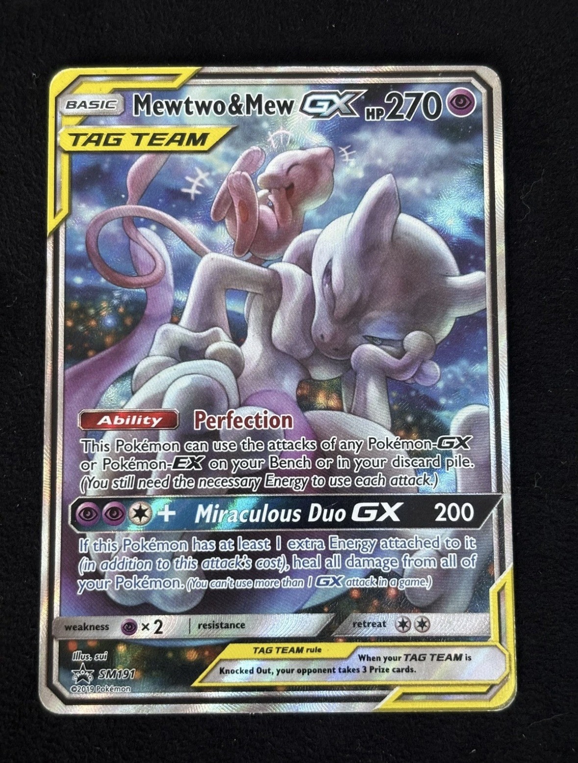 Pokémon TCG Mewtwo and Mew GX Sun Moon SM191 Holo Promo Card Rare Alt Art