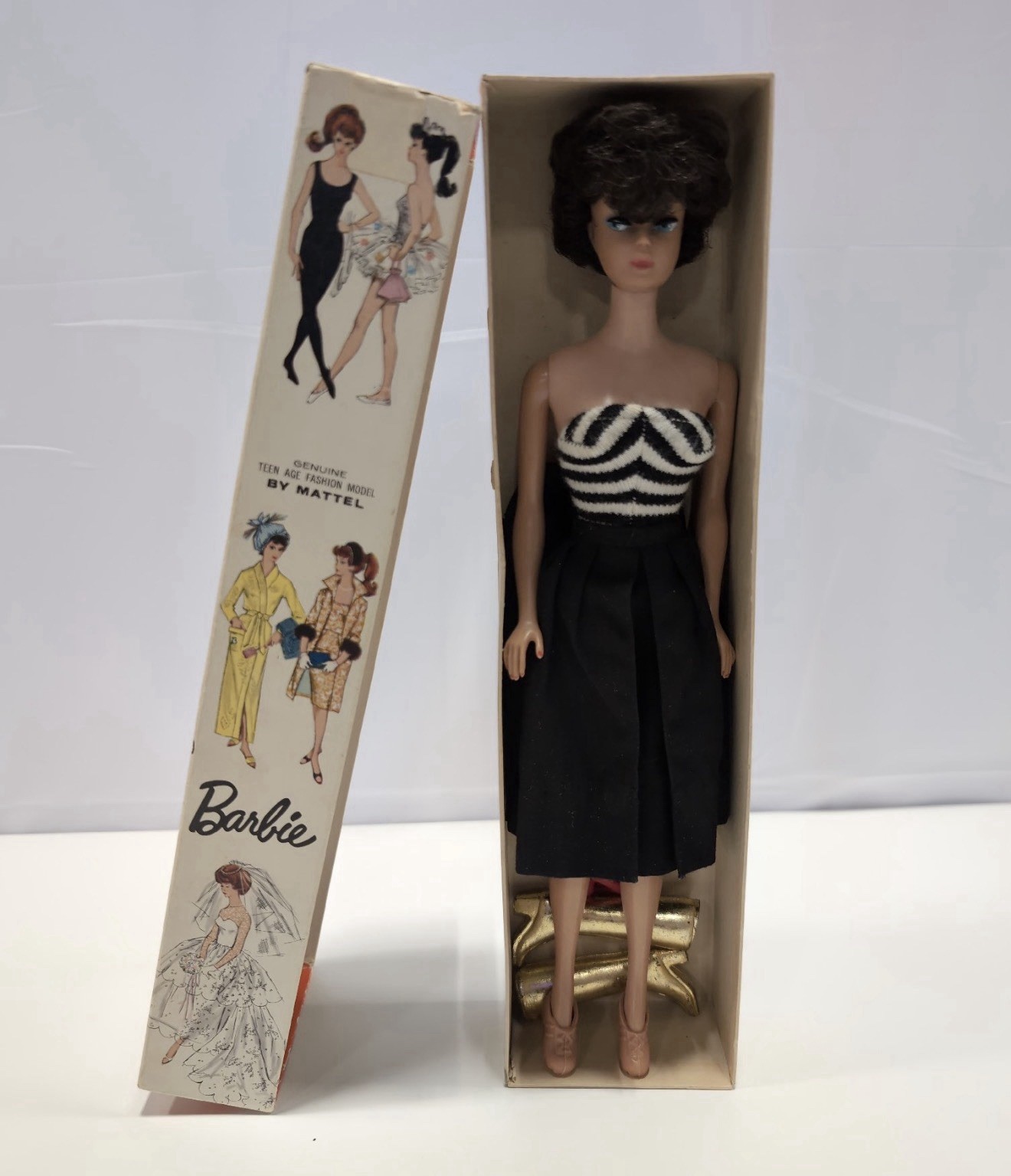 Vintage 1960s Brunette Bubble Cut Barbie by Mattel, Made in Japan