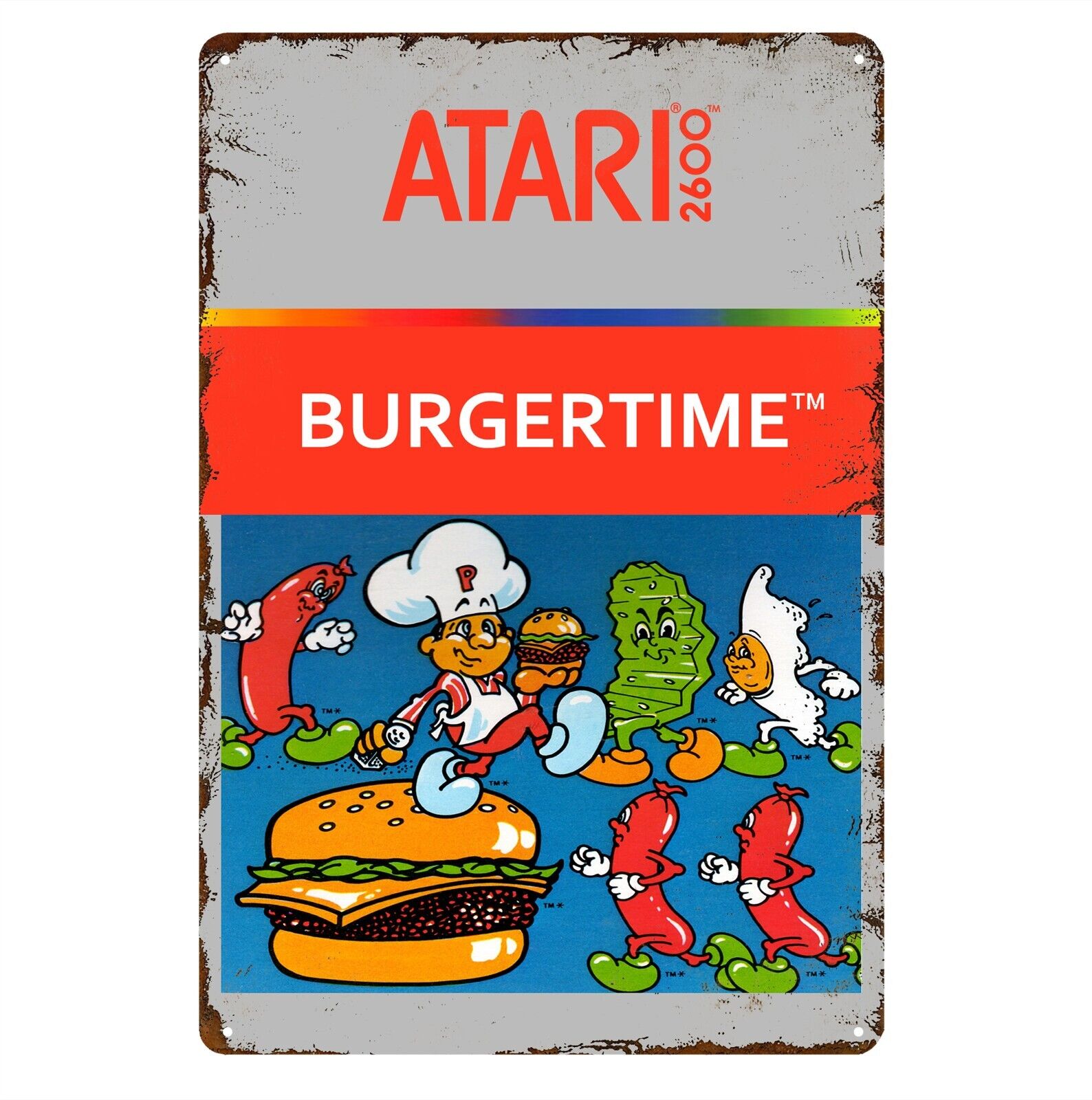 Burgertime Atari 2600 Retro Video Game Metal Poster Tin Sign 20*30cm Plate