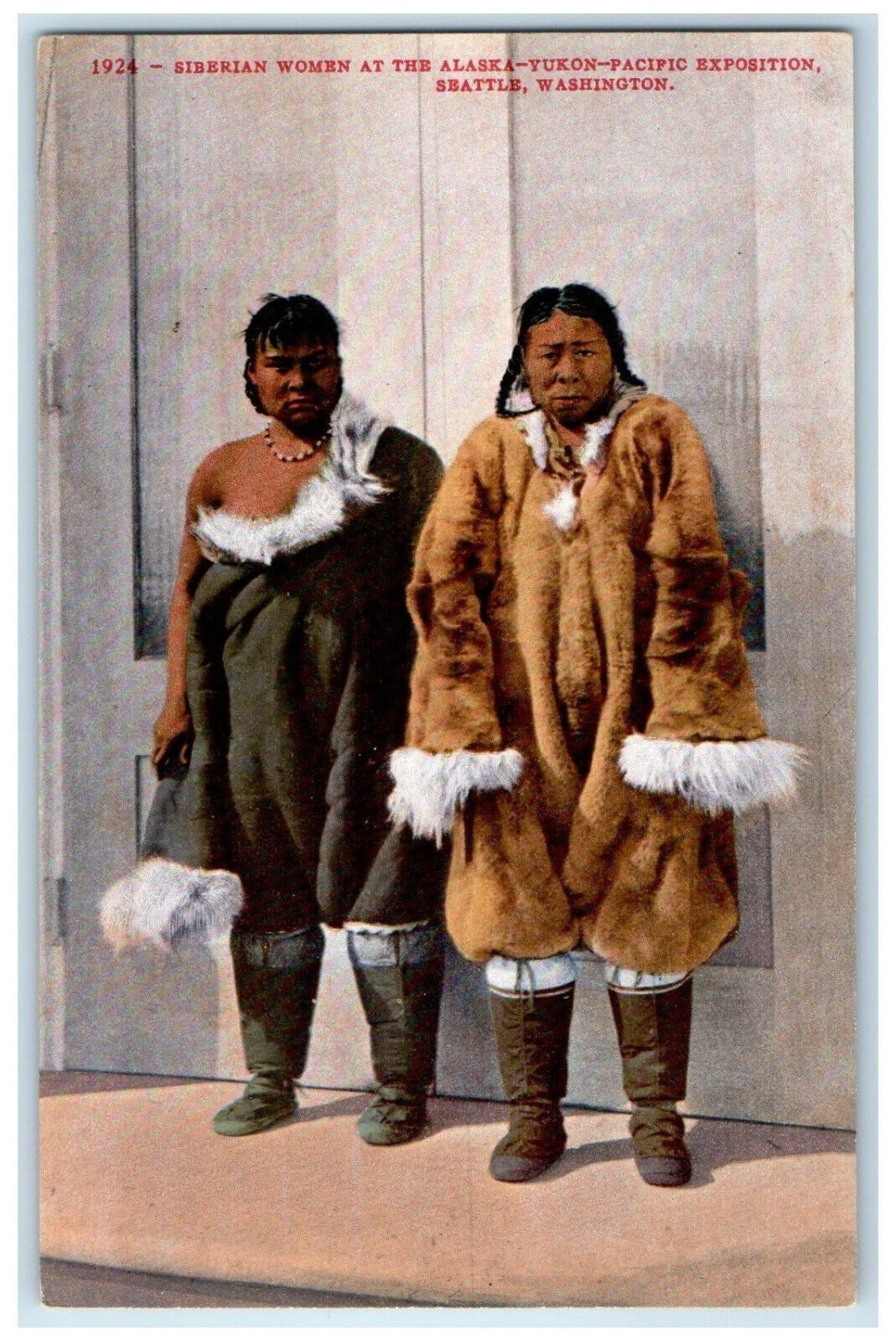 c1910 Two Siberian Women at Alaska Pacific Exposition Seattle WA Postcard