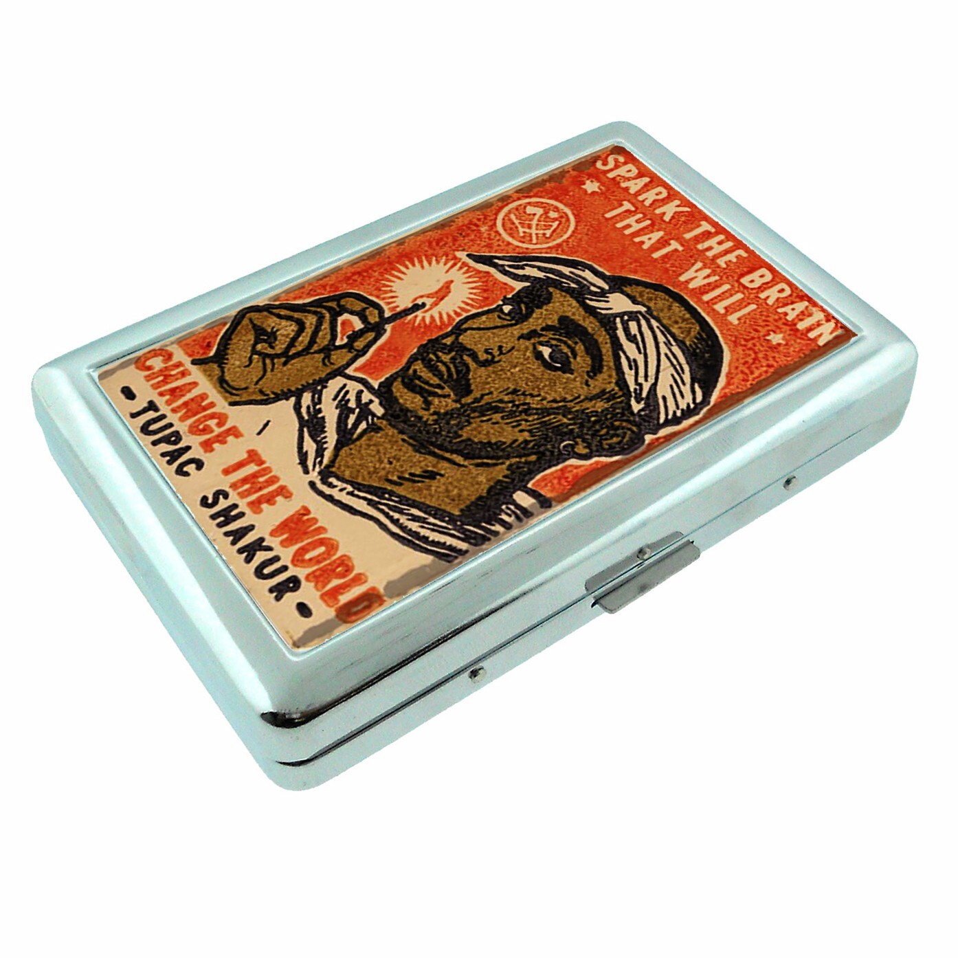 Rapper Change the World Metal Silver Cigarette Case