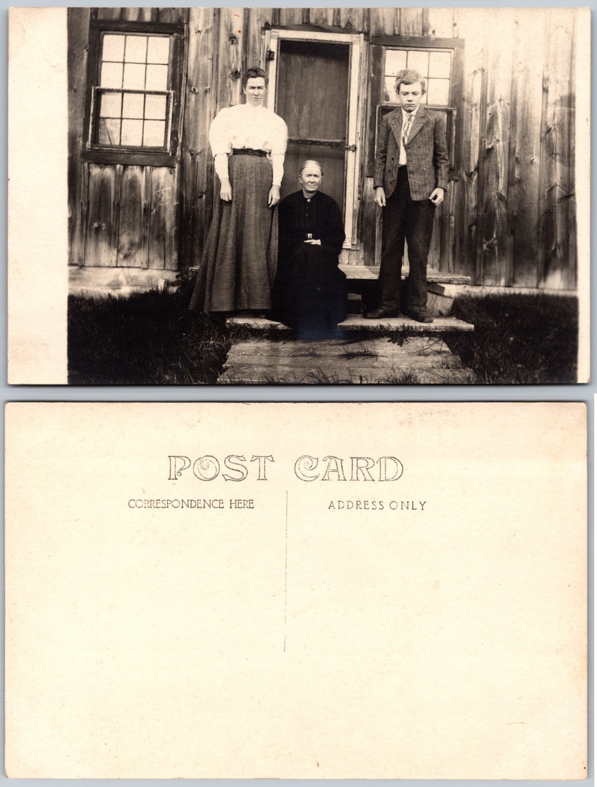 RPPC Edwardian Family Portrait Photo Postcard