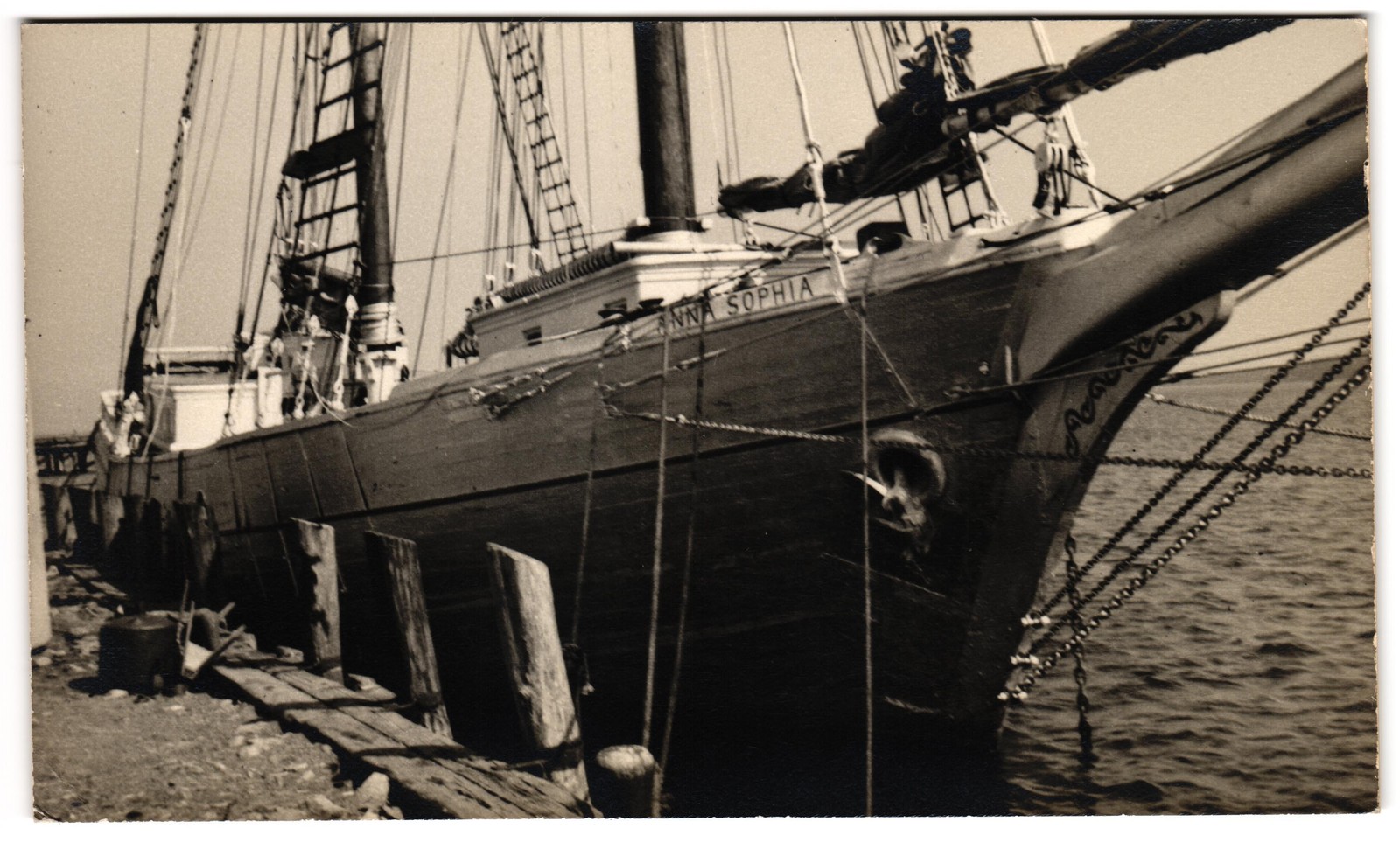 Schooner Anna Sophia Docked Thomaston Maine Joel M. Miller RPPC Postcard