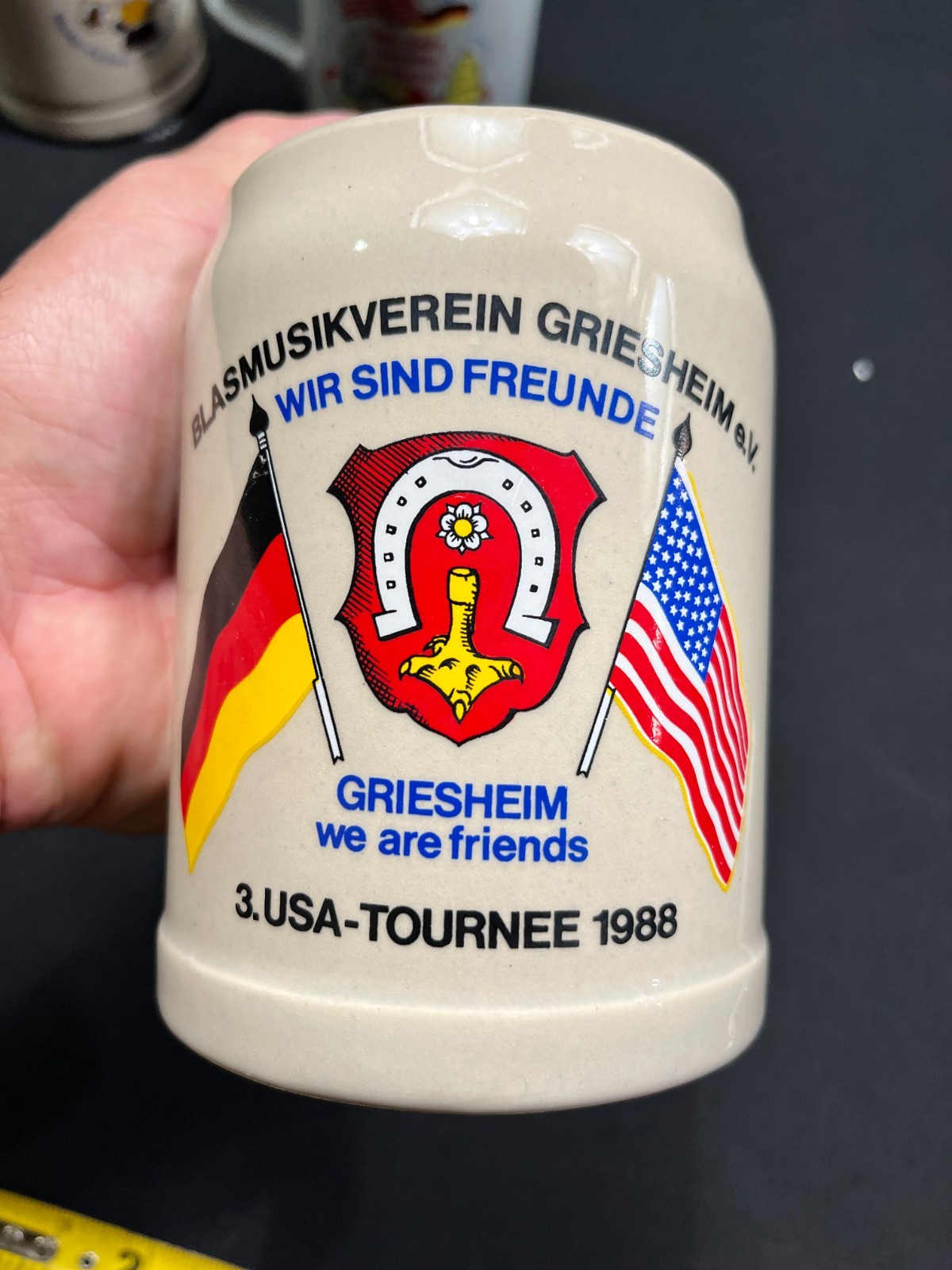 Vtg GERZ 0.5L German Ceramic Beer Stein U.S. Army 3rd Armored Division Spearhead