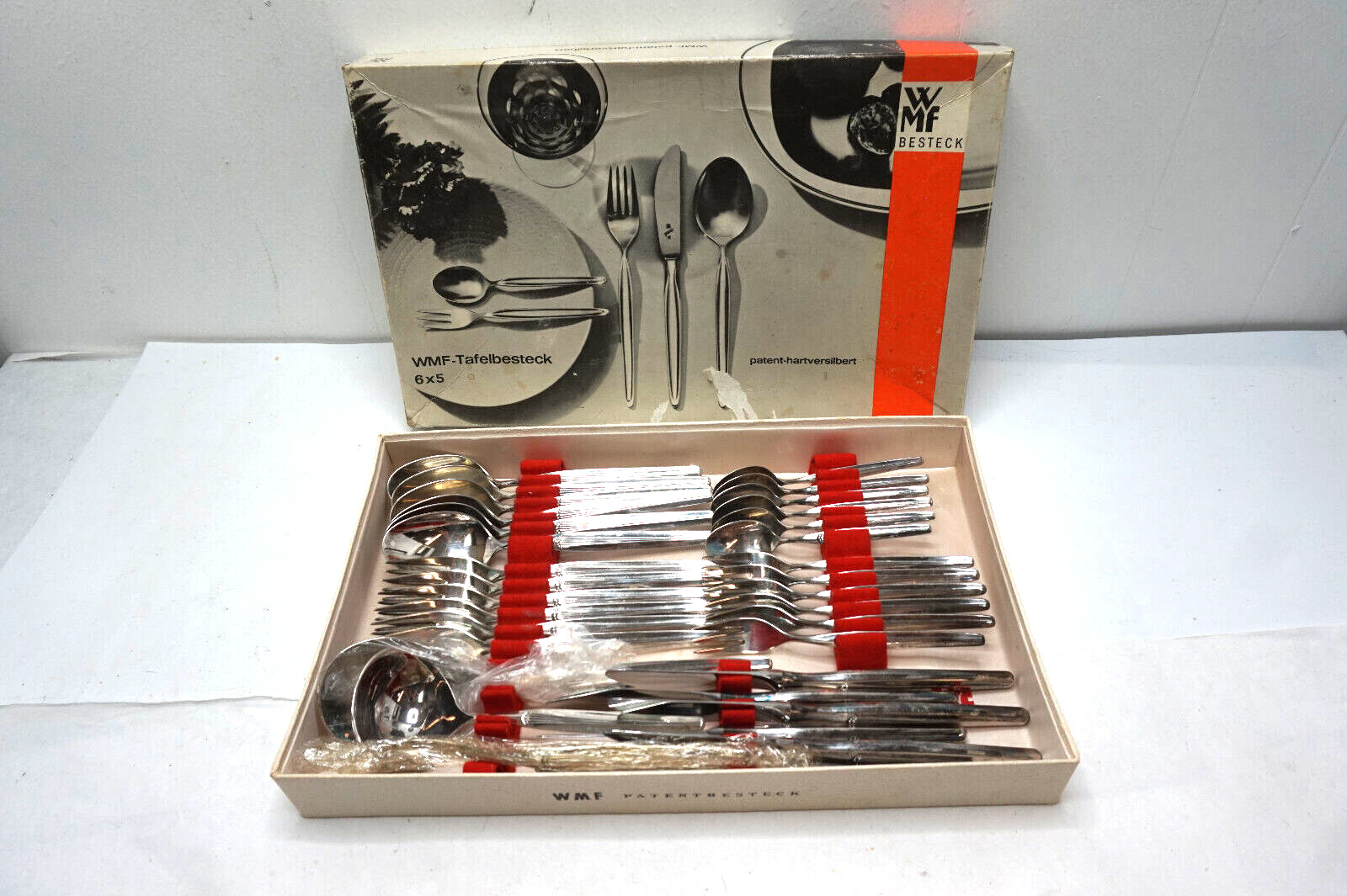 WMF MADRID SILVERPLATE FLATWARE SET 33 PC SERVICE FOR 6 SERVING PIECES BOX
