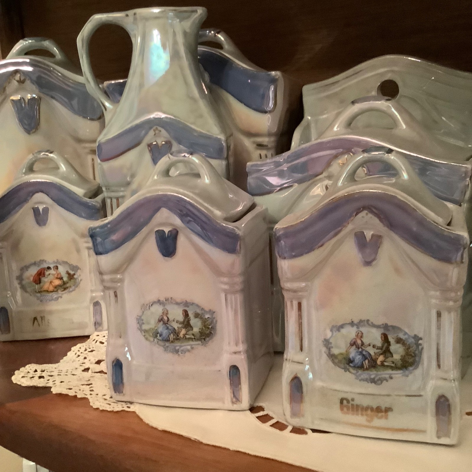 White Block Germany lustre canister set