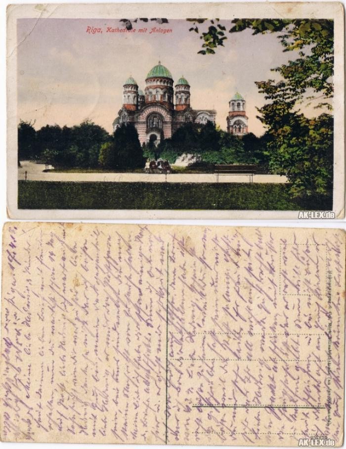 Postcard Riga Rīga Ри́га Cathedral with attachments 1918