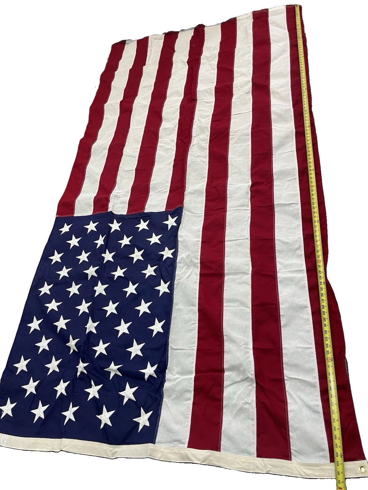 Vintage USA Flag 5x9 Ft 100% Cotton Bunting Embroidered Stars Made in USA