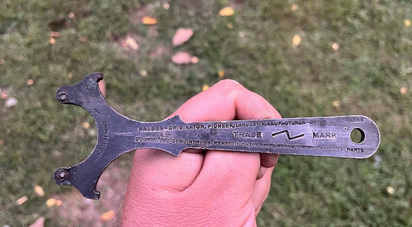 Antique 1893 WH FAUBER Bicycle Crank Shaft Wrench Bike Cycle