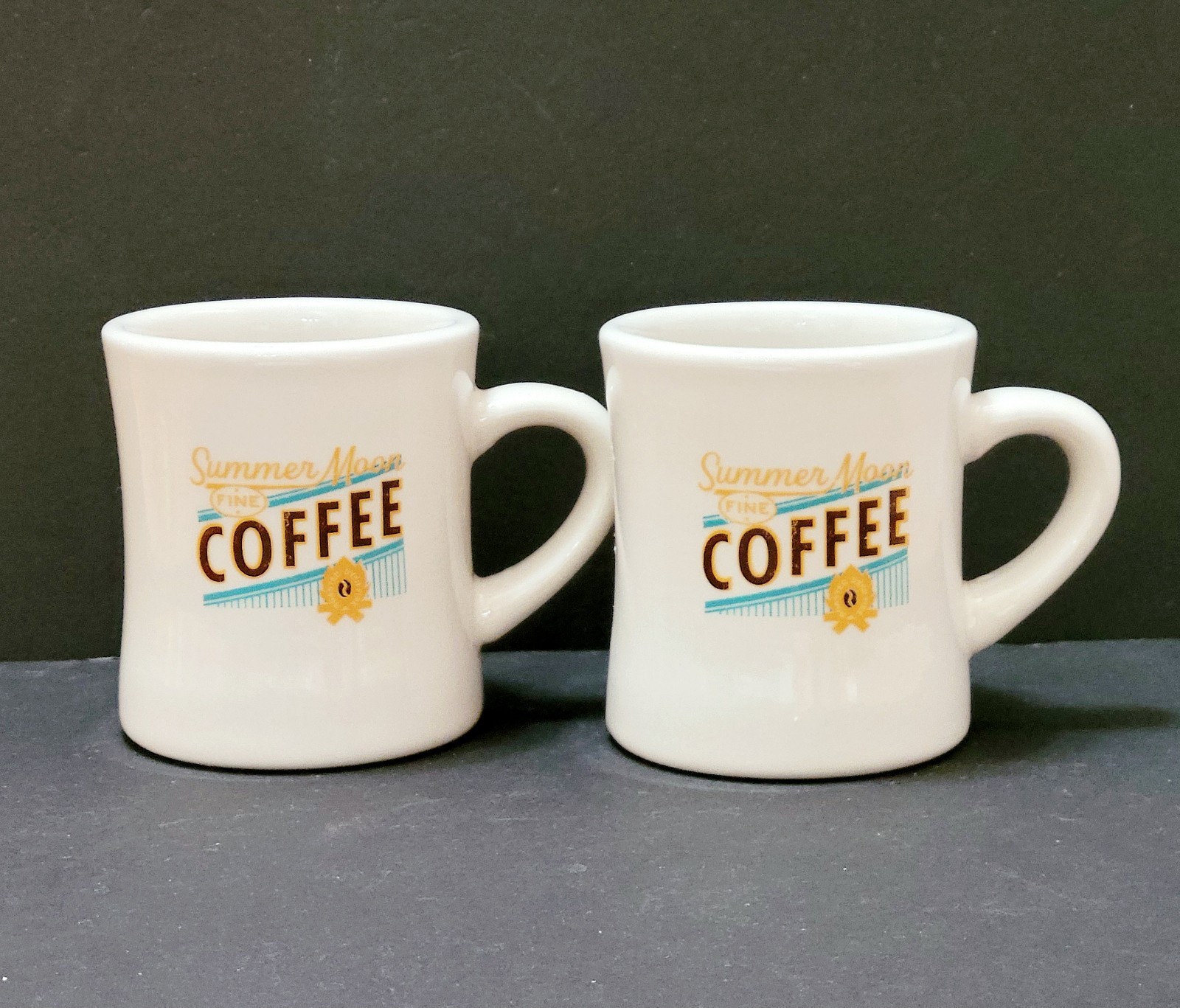 2 Summer Moon Coffee Mug China Wear Restaurant Diner Style Pair 