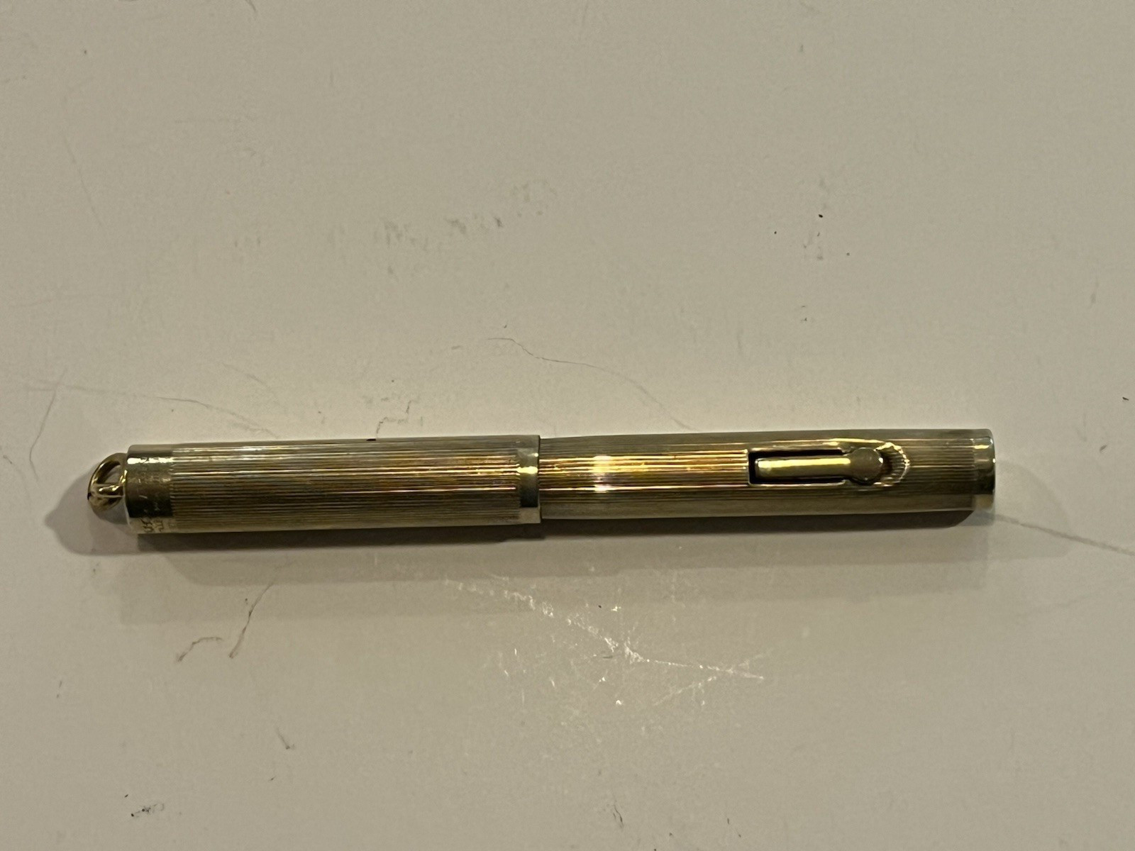 1920s Wahl Gold Filled Ring Top Fountain Pen Art Deco Engine Turned 14K Nib
