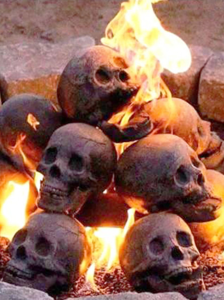 Halloween Ceramic Skull Fire Pit, Reusable Fire-proof Skull Fire Pit,