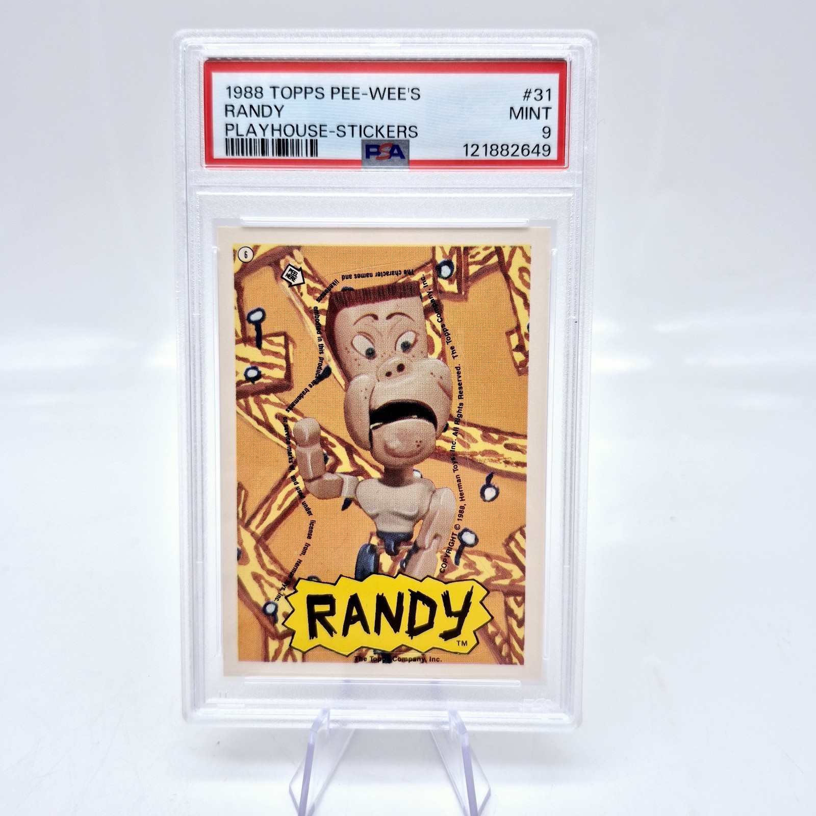 1988 Topps Pee Wees Playhouse #31 PSA 9 Randy Puppet Sticker Pop 1 None Higher 