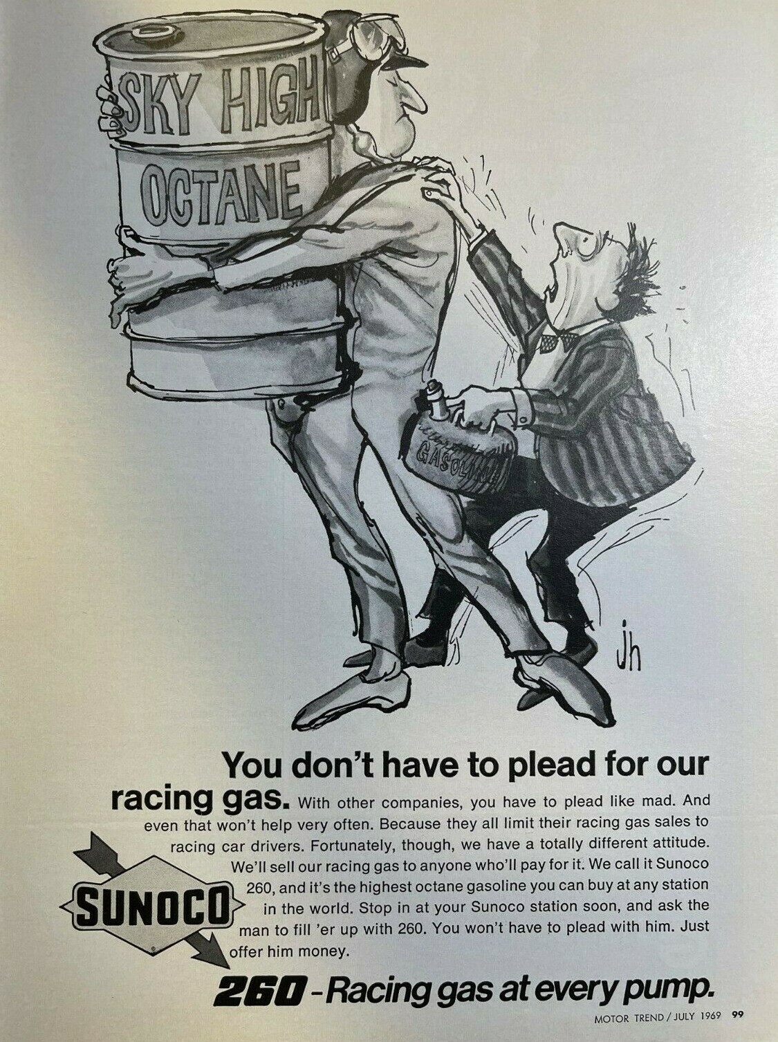 1969 Advertisement Sunoco 260 Racing Gas
