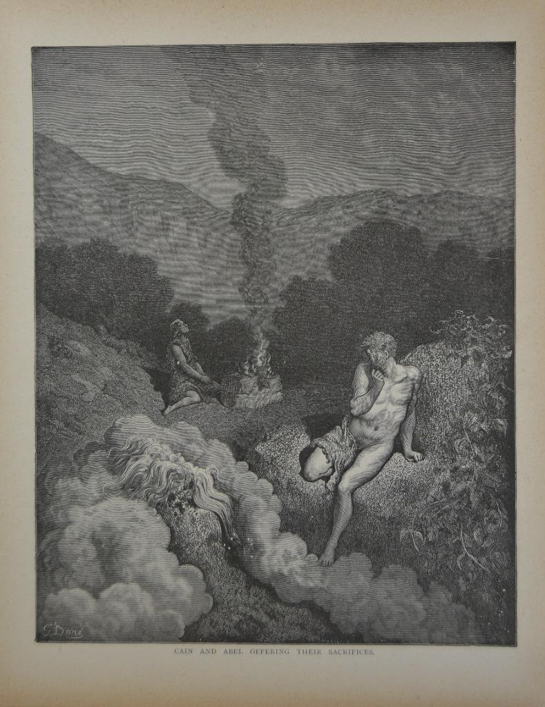 Gustave Dore Religious Art Cain and Able Sacrifices Art Antique 1880 History