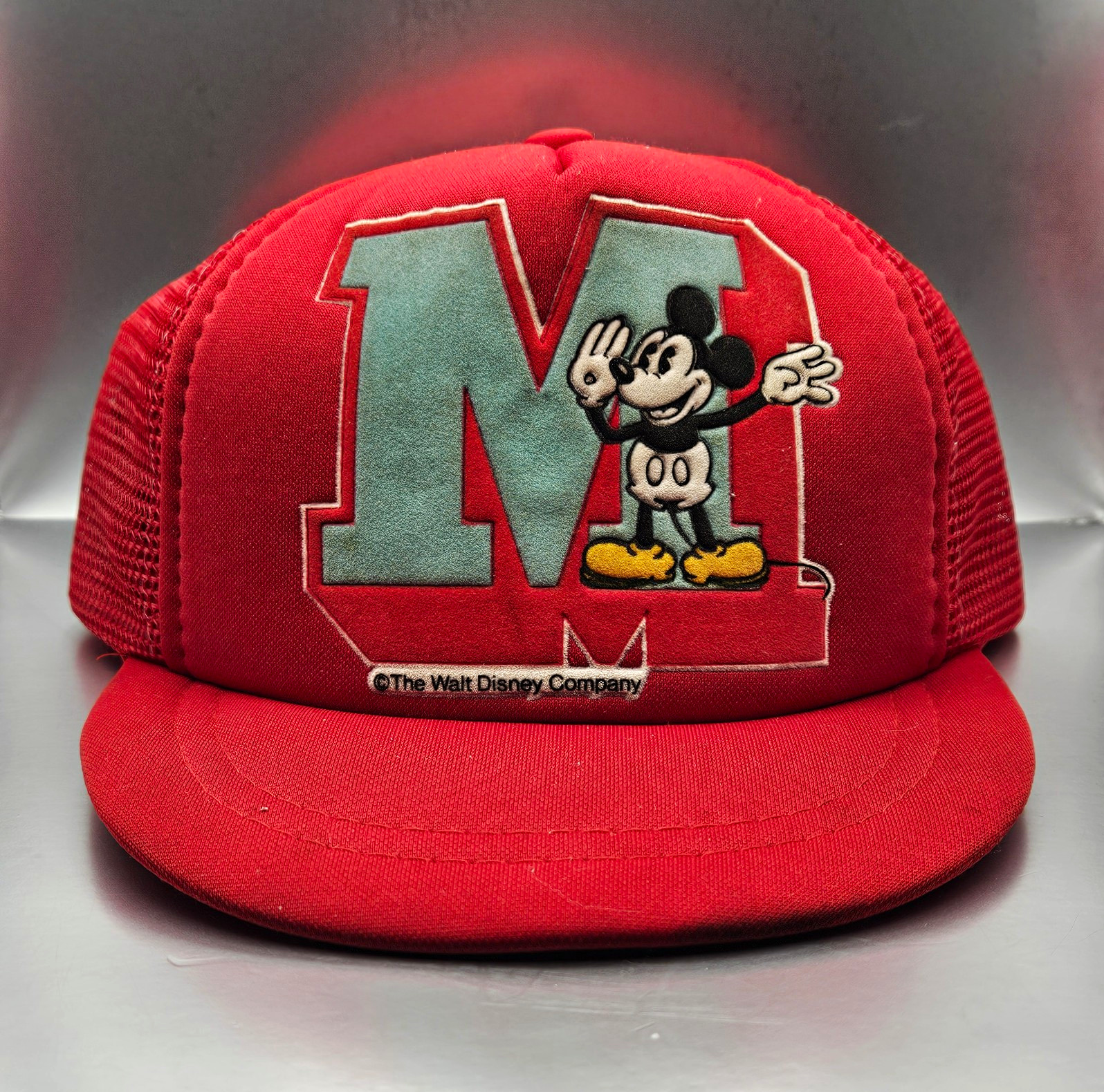 VTG 1980's Walt Disney's Just4Kids Mickey Mouse Red Mesh Trucker Snapback Hat