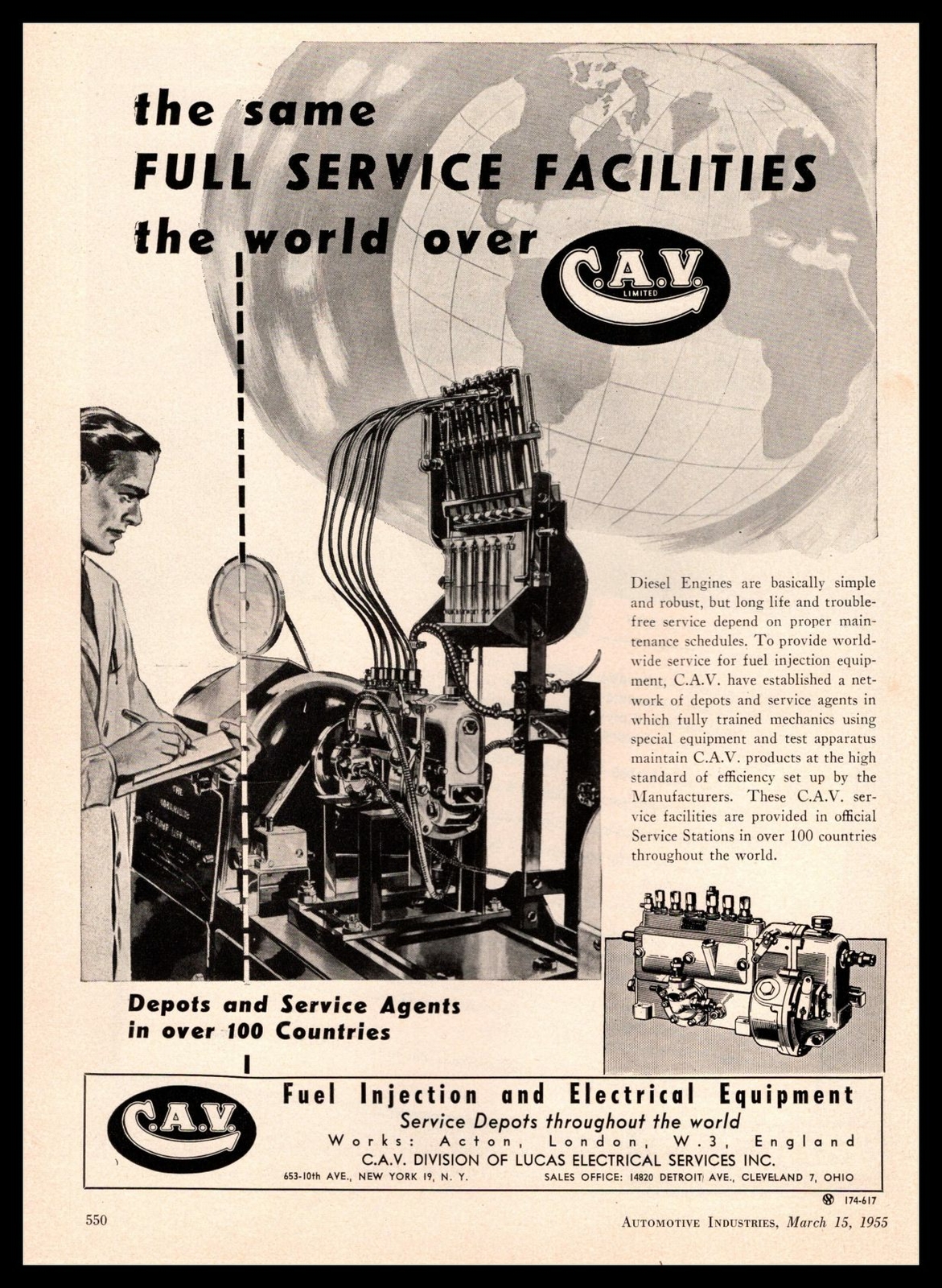 1955 C.A.V. Fuel Injection & Electrical Equipment Acton London England Print Ad 1955 C.A.V. Fuel Injection & Electrical Equipment Acton London England Print Ad