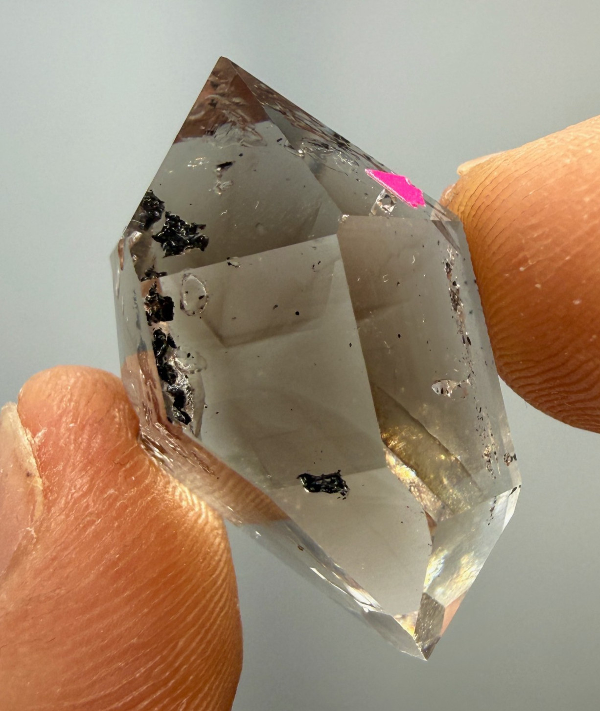 2x Enhydro Smoky Herkimer Diamond Gem w/ Moving Hydrocarbon, Perfect Clarity, A+
