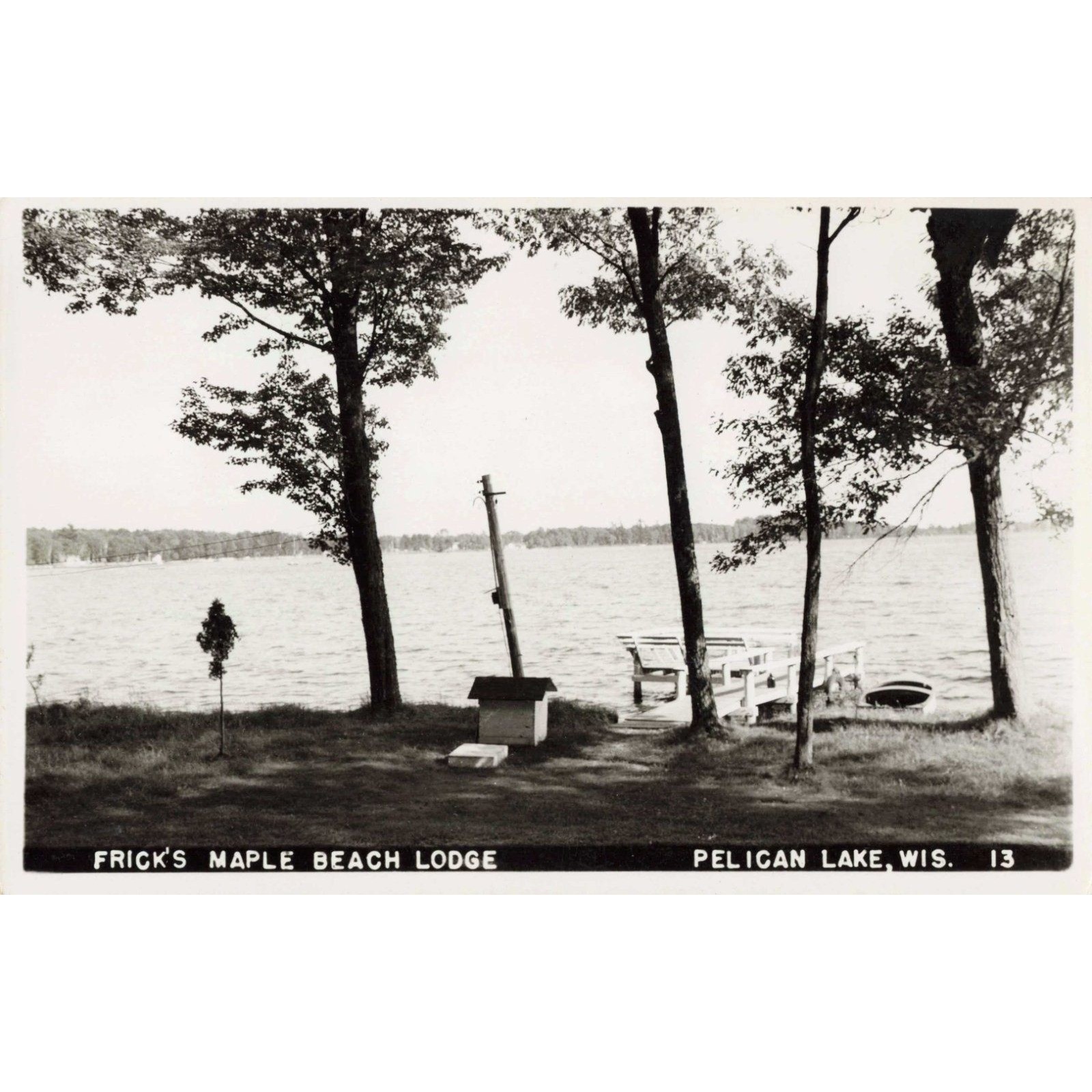 Frick\'s Maple Beach Lodge Pelican Lake WI RPPC Real Photo Postcard Vtg #13