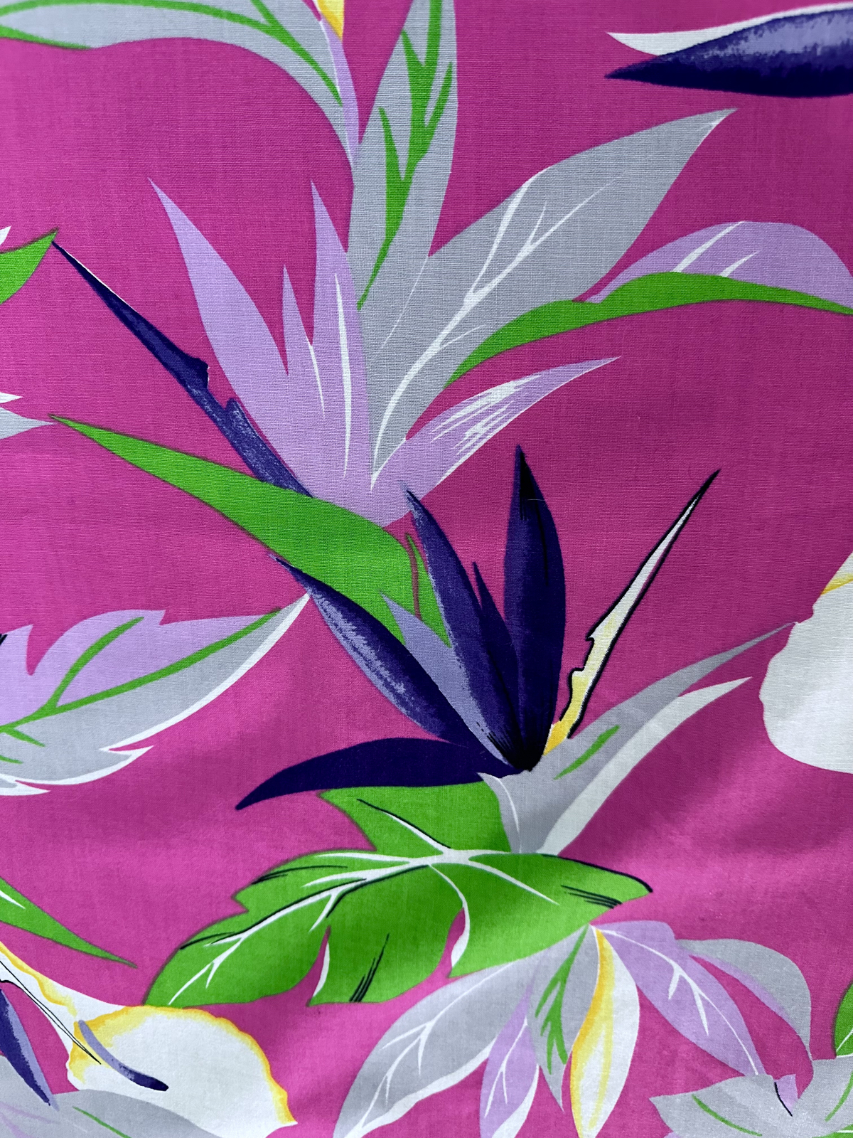 2.4YDS 1985 Miami VICE Leafy Bird of Paradise Mid Century Style Vintage Fabric