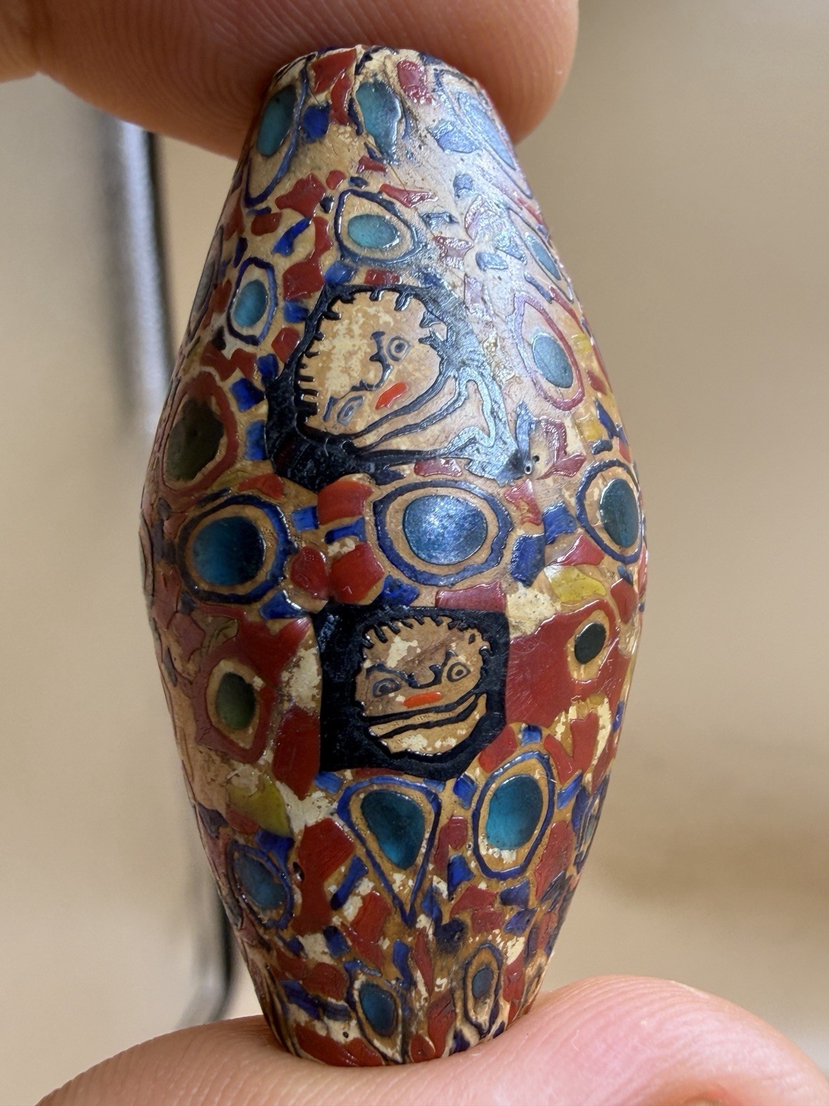 Lovely Unique  Roman Ancient Mosaic Glass Rare Bead  With Multi Faces