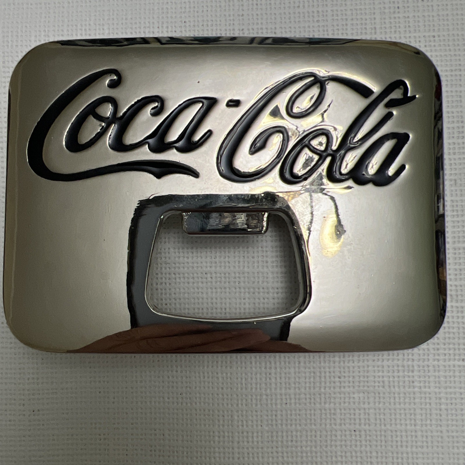 Coca-Cola Belt Buckle Built-In Bottle Opener Coke Vintage Style Silver Tone