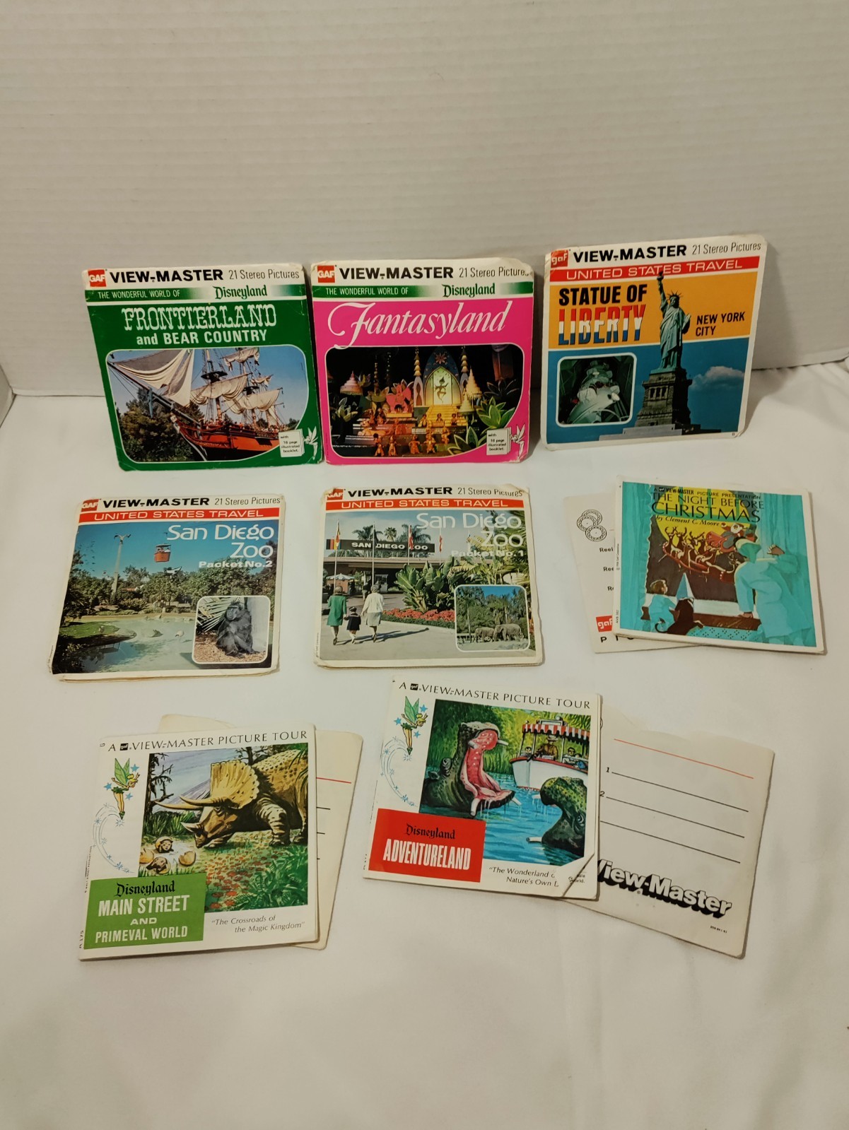Lot of Vintage View-Master 3 Reel Packets-San Diego Zoo, Fantasyland and Others Lot of Vintage View-Master 3 Reel Packets-San Diego Zoo, Fantasyland and Others