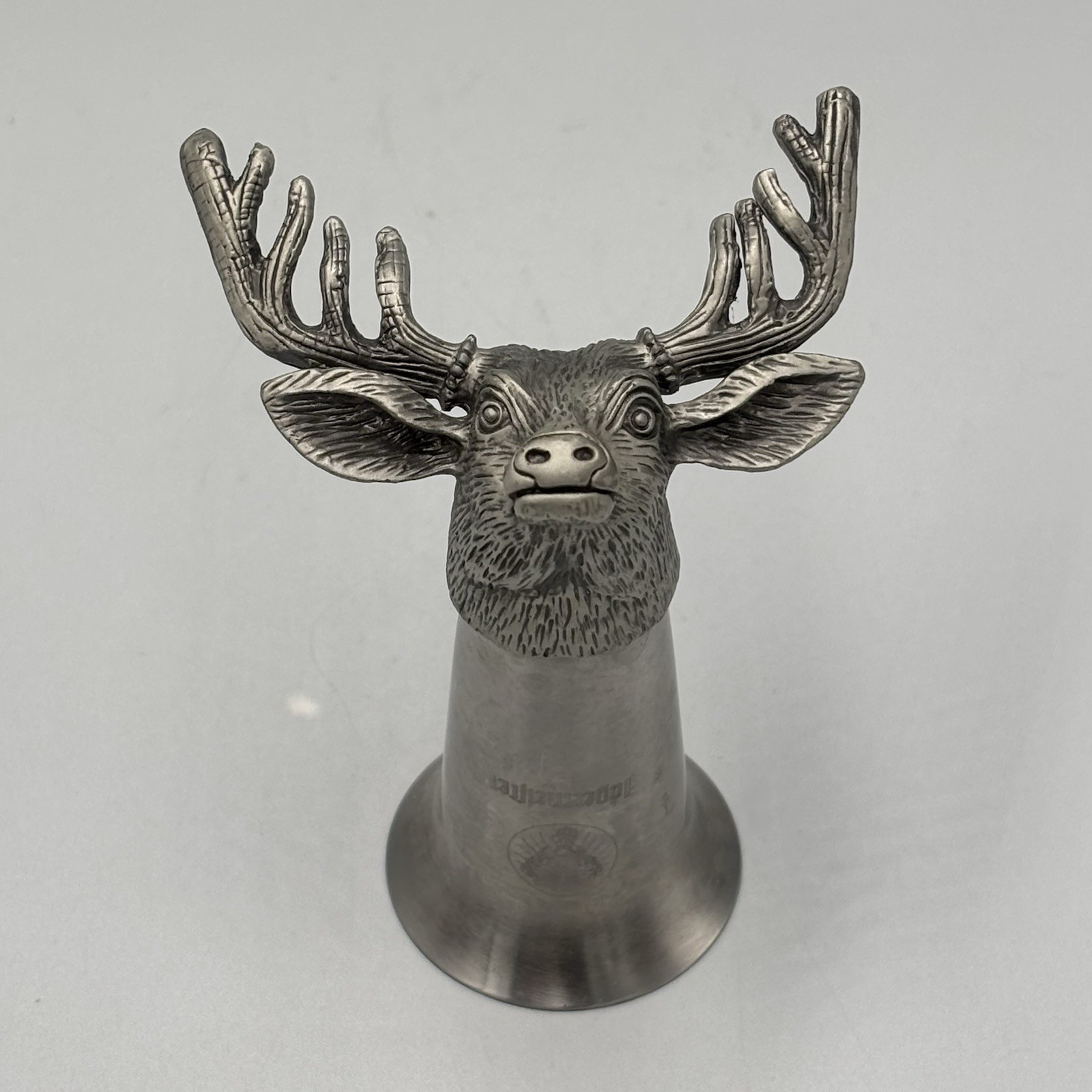 Vtg Jägermeister Deer Head Pewter Shot Glass 3.5” Hunting Stag Barware Germany