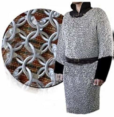 ALUMINIUM ROUND RIVETED CHAIN MAIL SHIRT XXXL 9m16ga MEDIEVAL  Christmas Gift