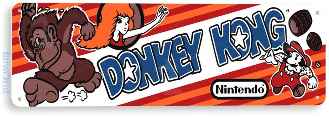 Donkey Kong Arcade Sign, Classic Arcade Game Marquee, Game Room Tin Sign A331